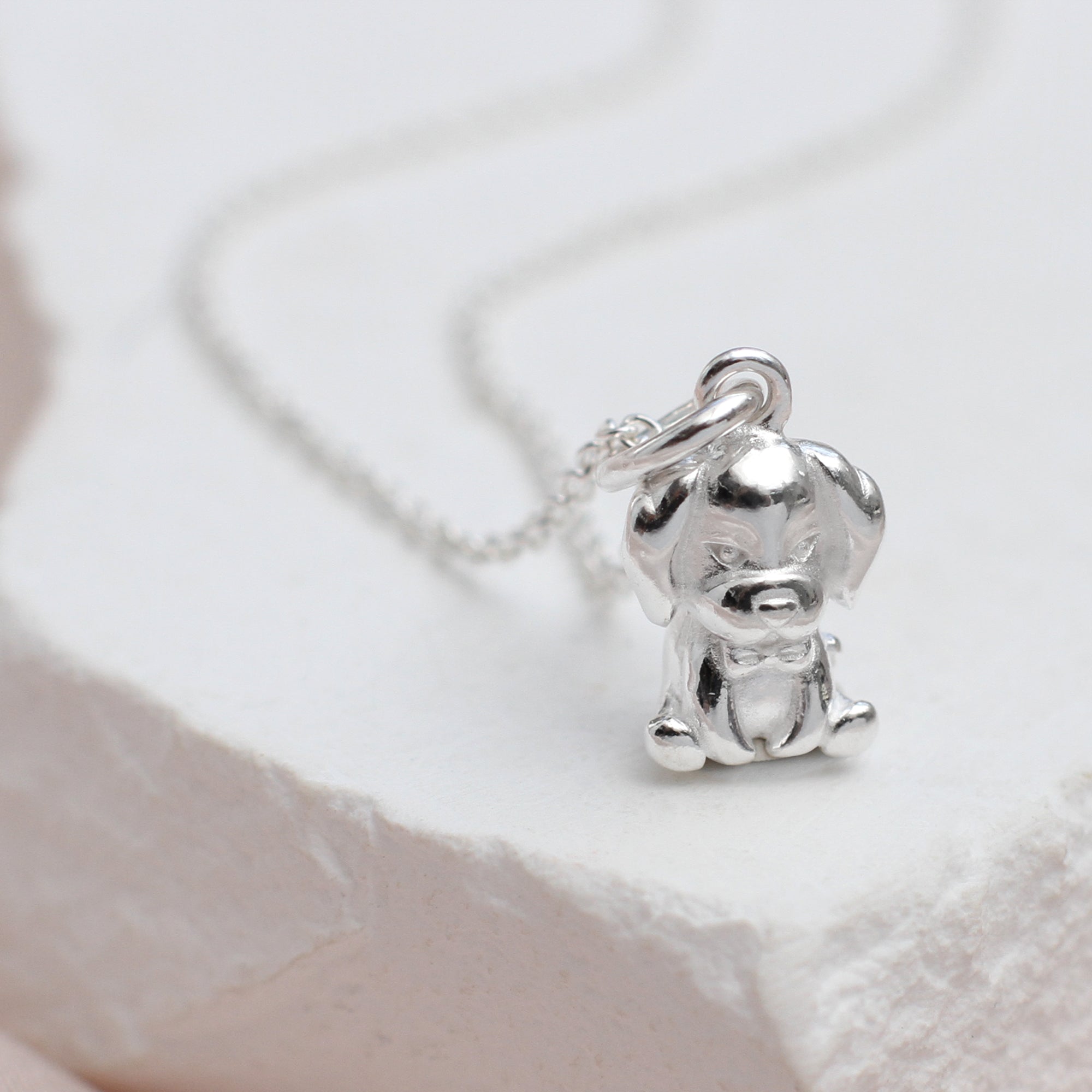 Personalised Sterling Silver Puppy Dog Charm Necklace