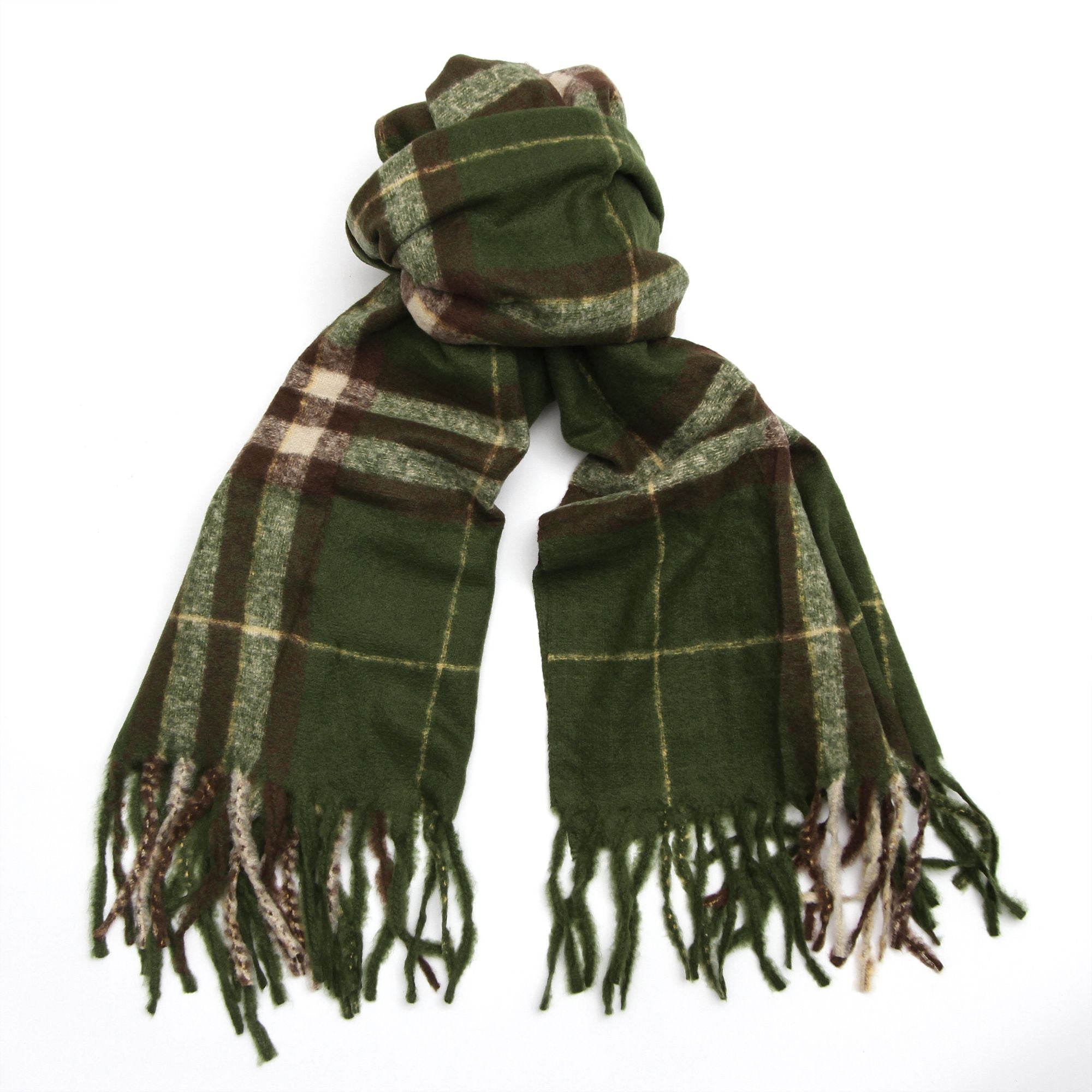 Green Traditional Check Heavyweight Scarf