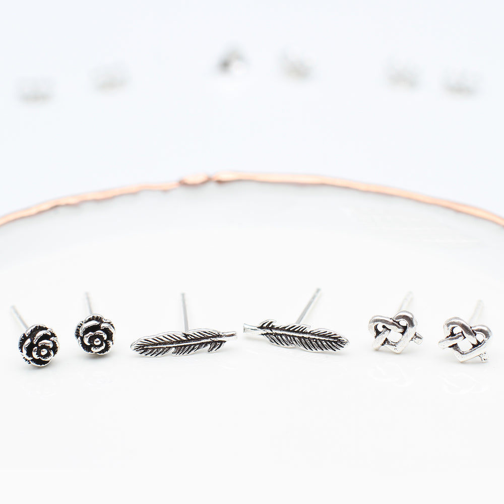 Sterling Silver Tiny Symbol Earrings