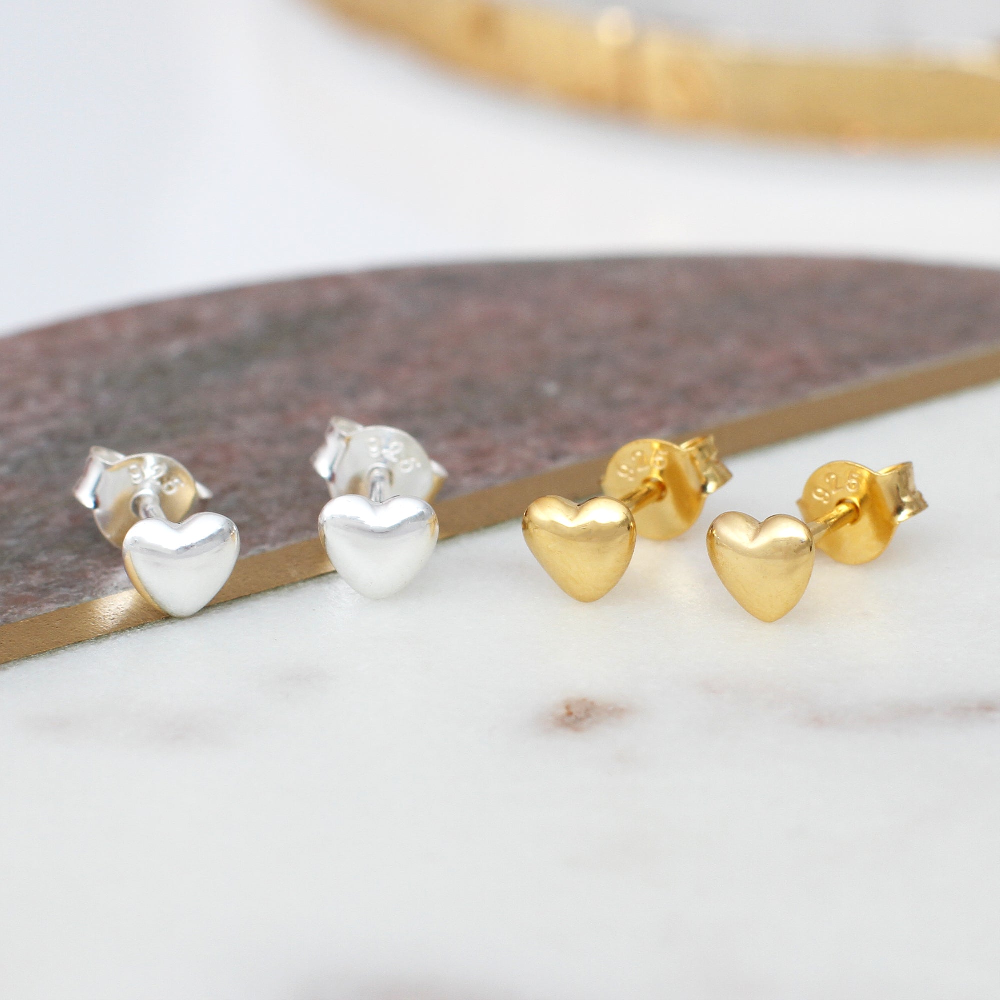 18ct Gold Plated Or Sterling Silver Heart Stud Earrings
