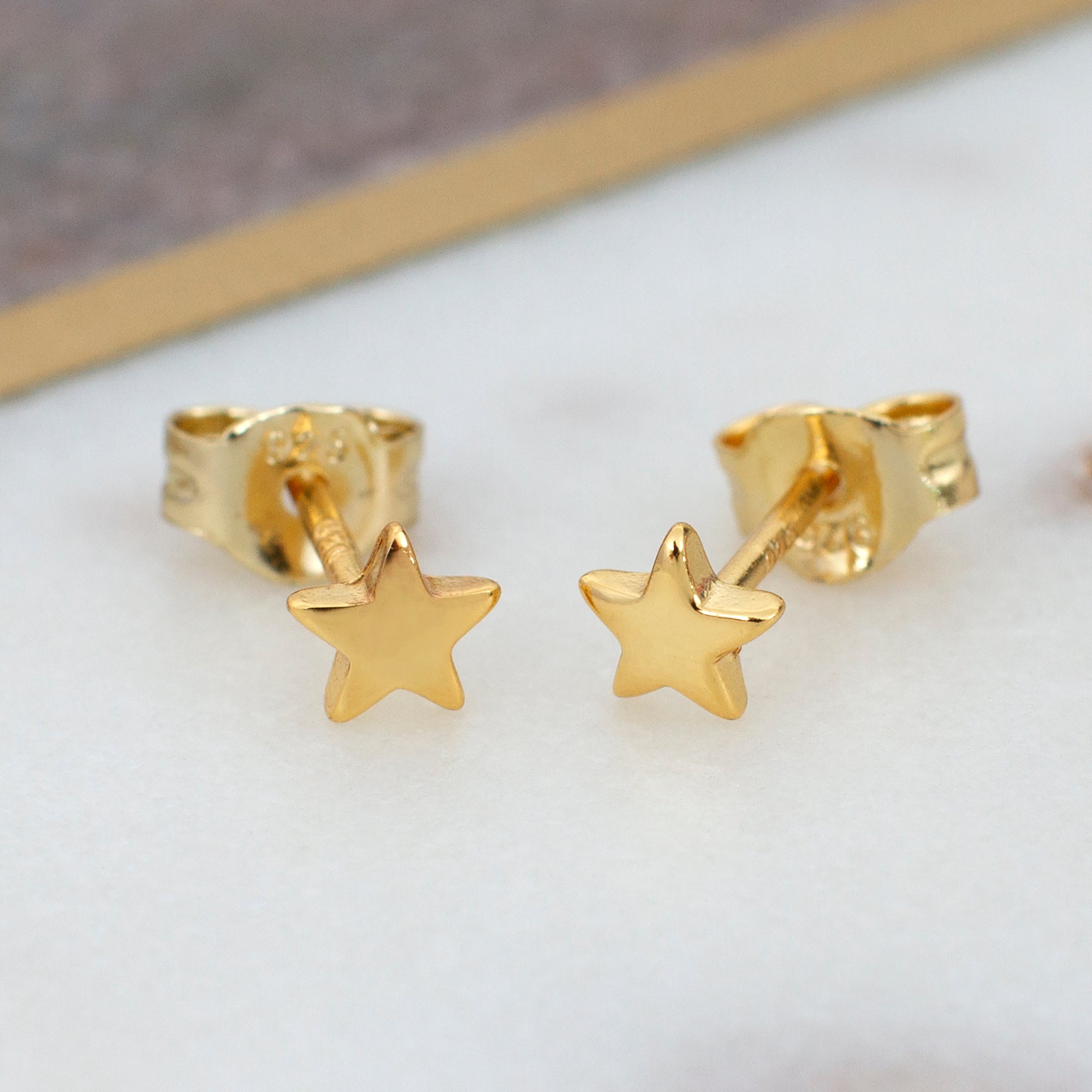 Sterling Silver or 18ct Gold Plated Tiny Star Stud Earrings