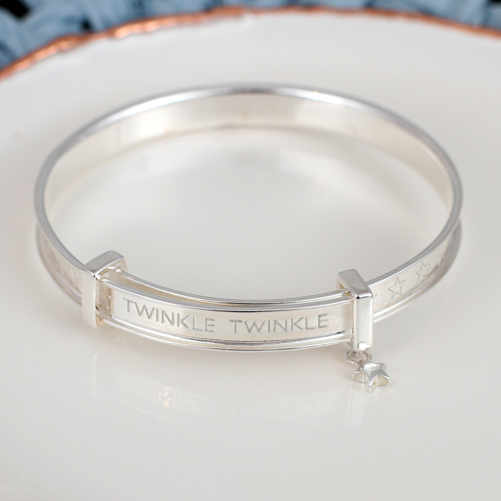Sterling Silver 'Twinkle Star' Expanding Baby Bangle