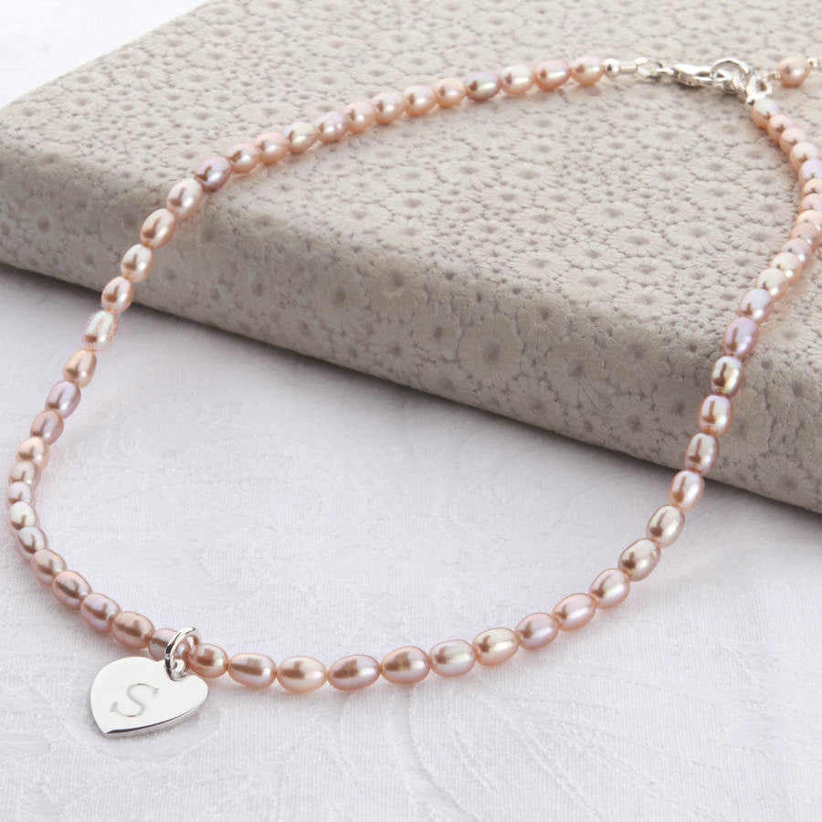 Girls Personalised Silver Charm And Pearl Hope Necklace