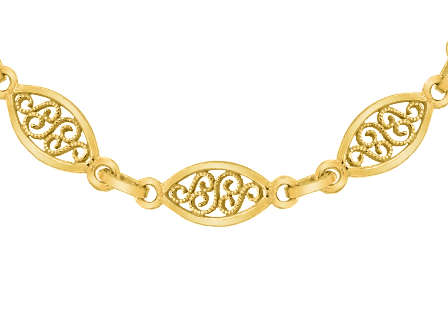 Women's 9ct Yellow Gold Filigree Oval Bracelet