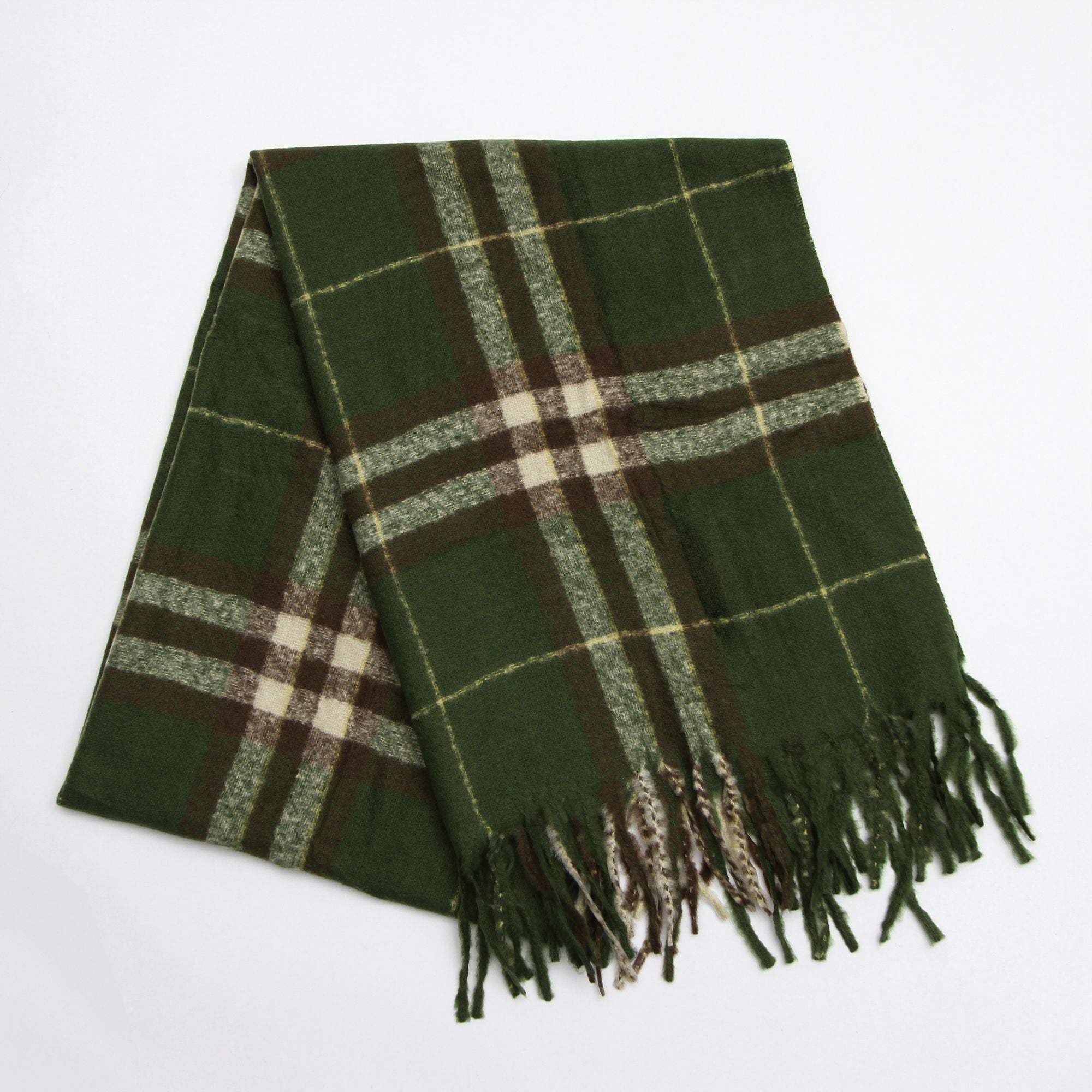 Green Traditional Check Heavyweight Scarf
