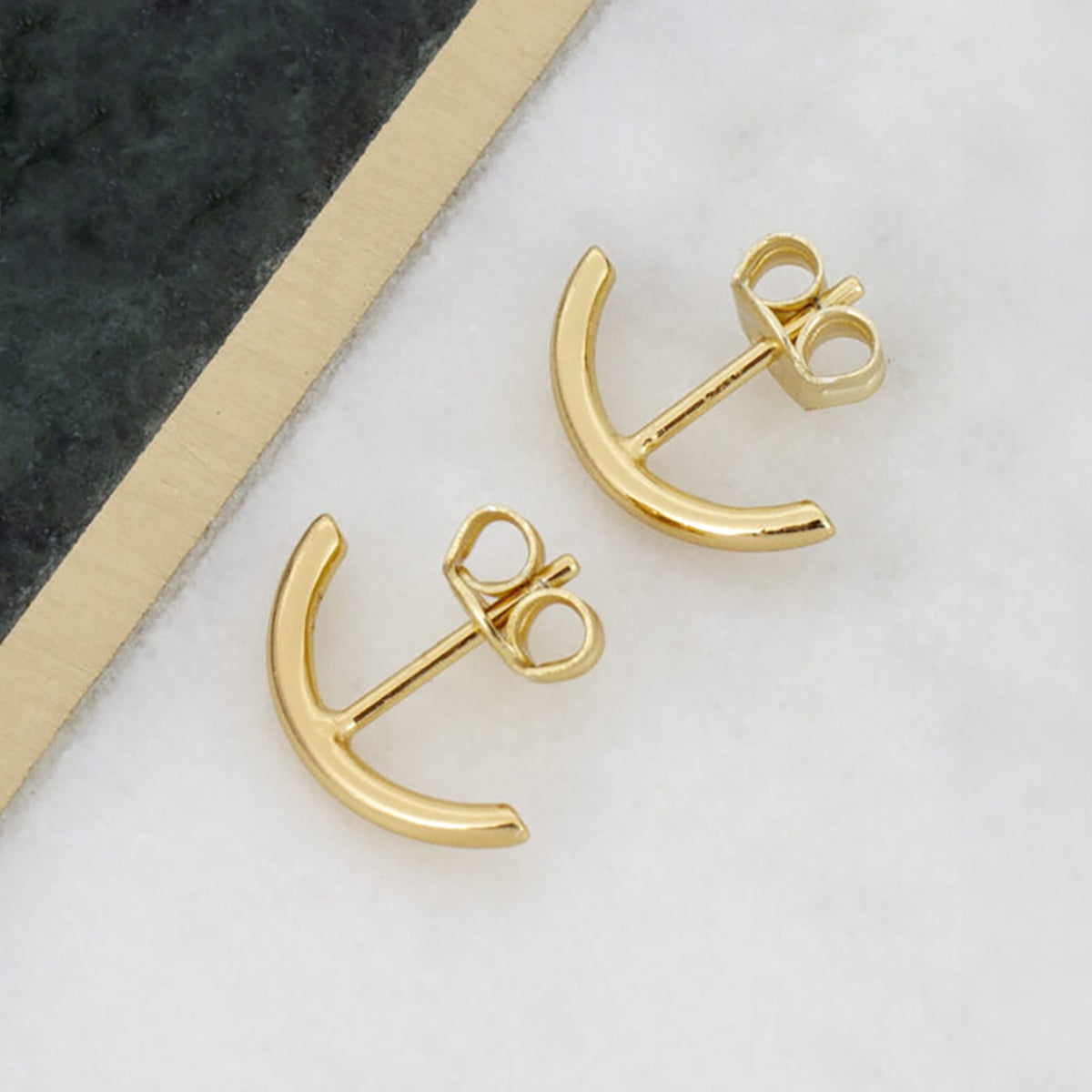 18ct Gold Plated Curved Bar Earrings