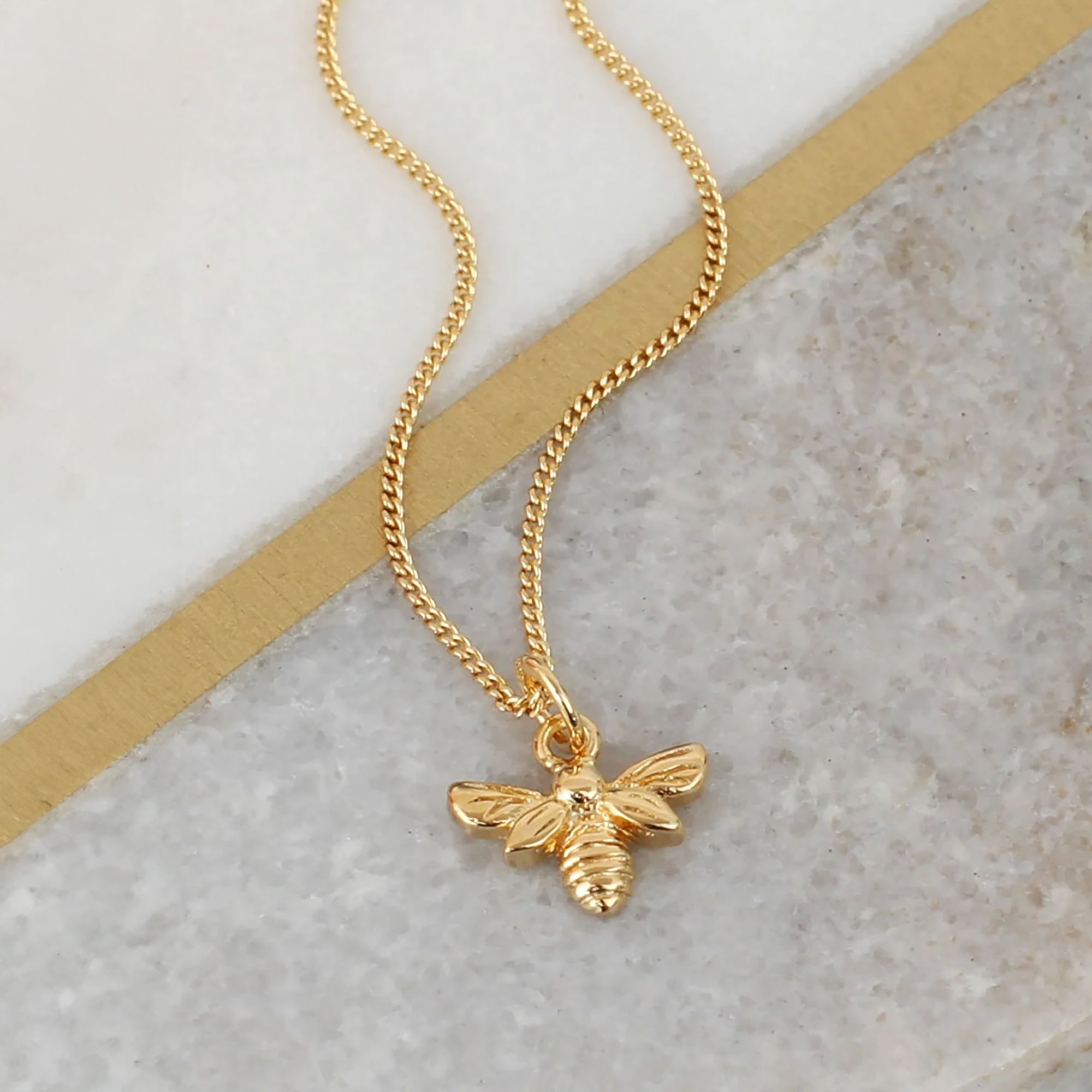 18ct Gold Plated Bee On Curb Chain Necklace