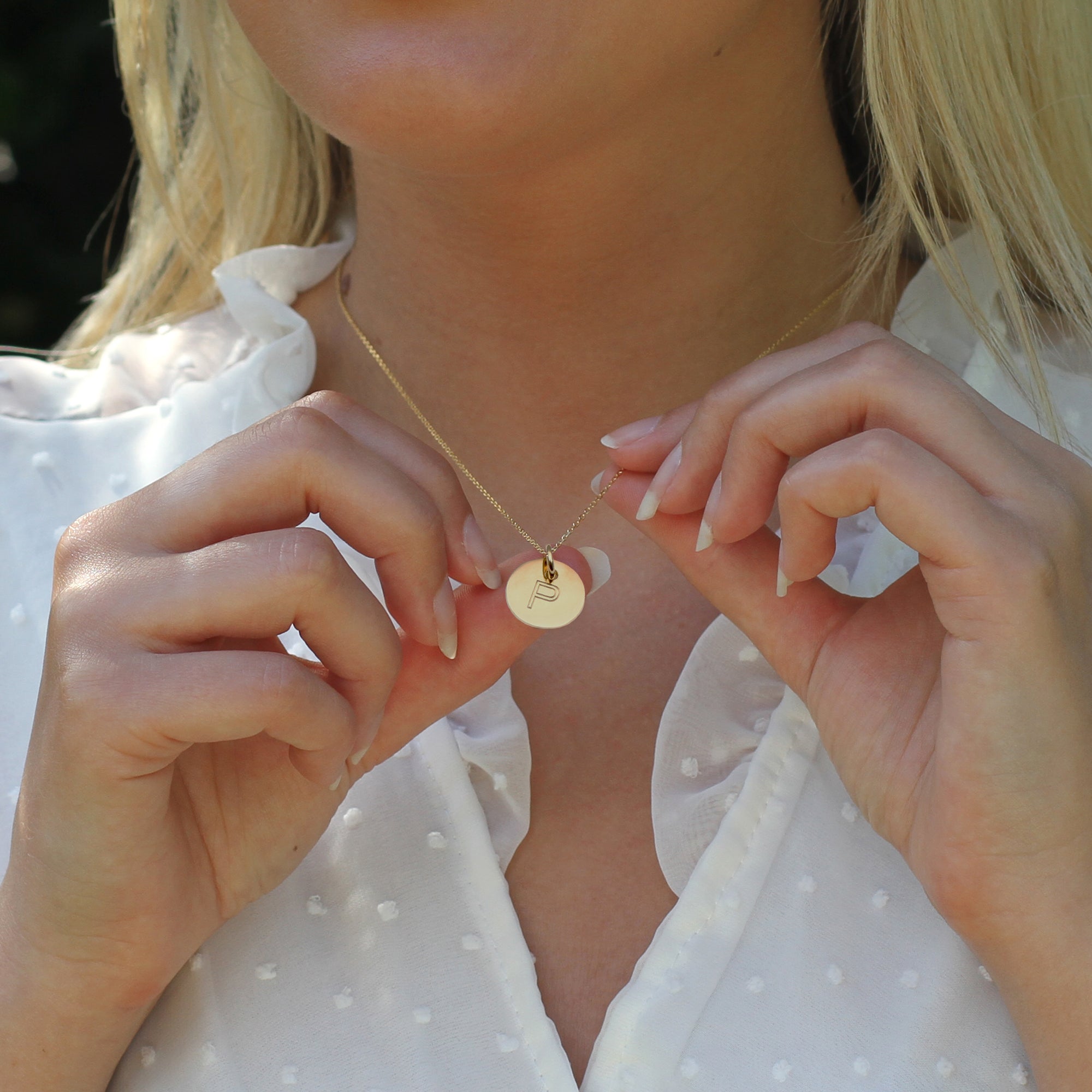 18ct Gold or Silver Personalised Initial Disc or Heart Necklace