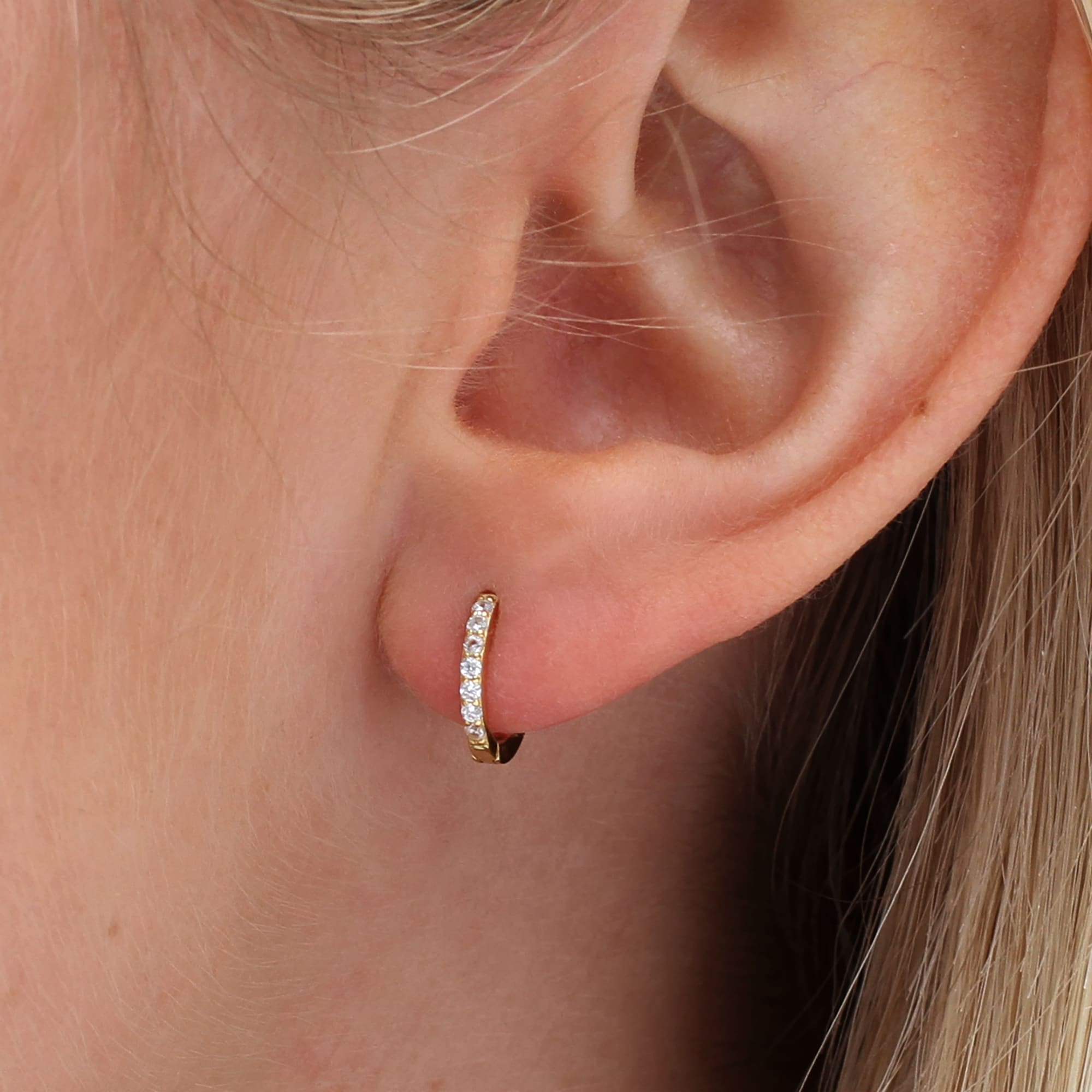 18ct Gold Plated And Crystal Mini Huggie Hoop Earrings