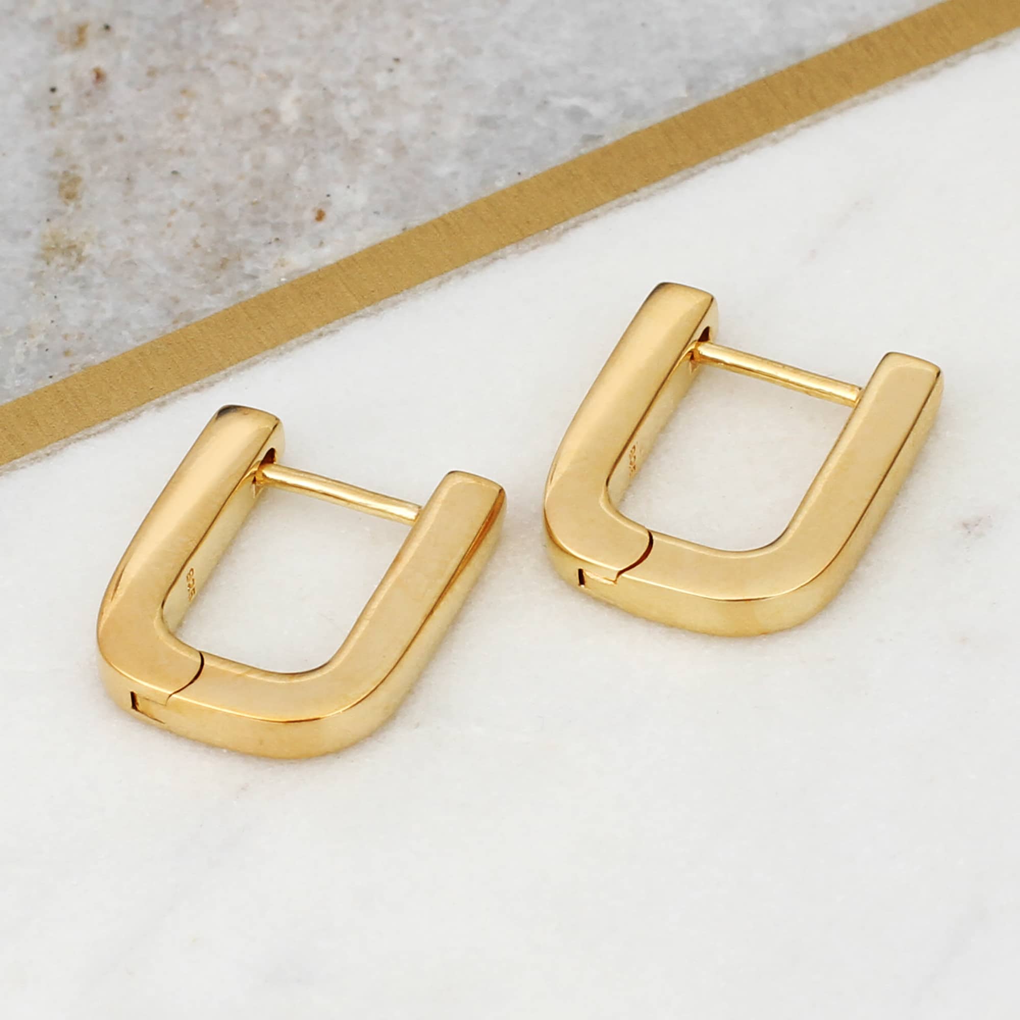 18ct Gold Plated Or Silver Chunky U Shape Hoop Earrings