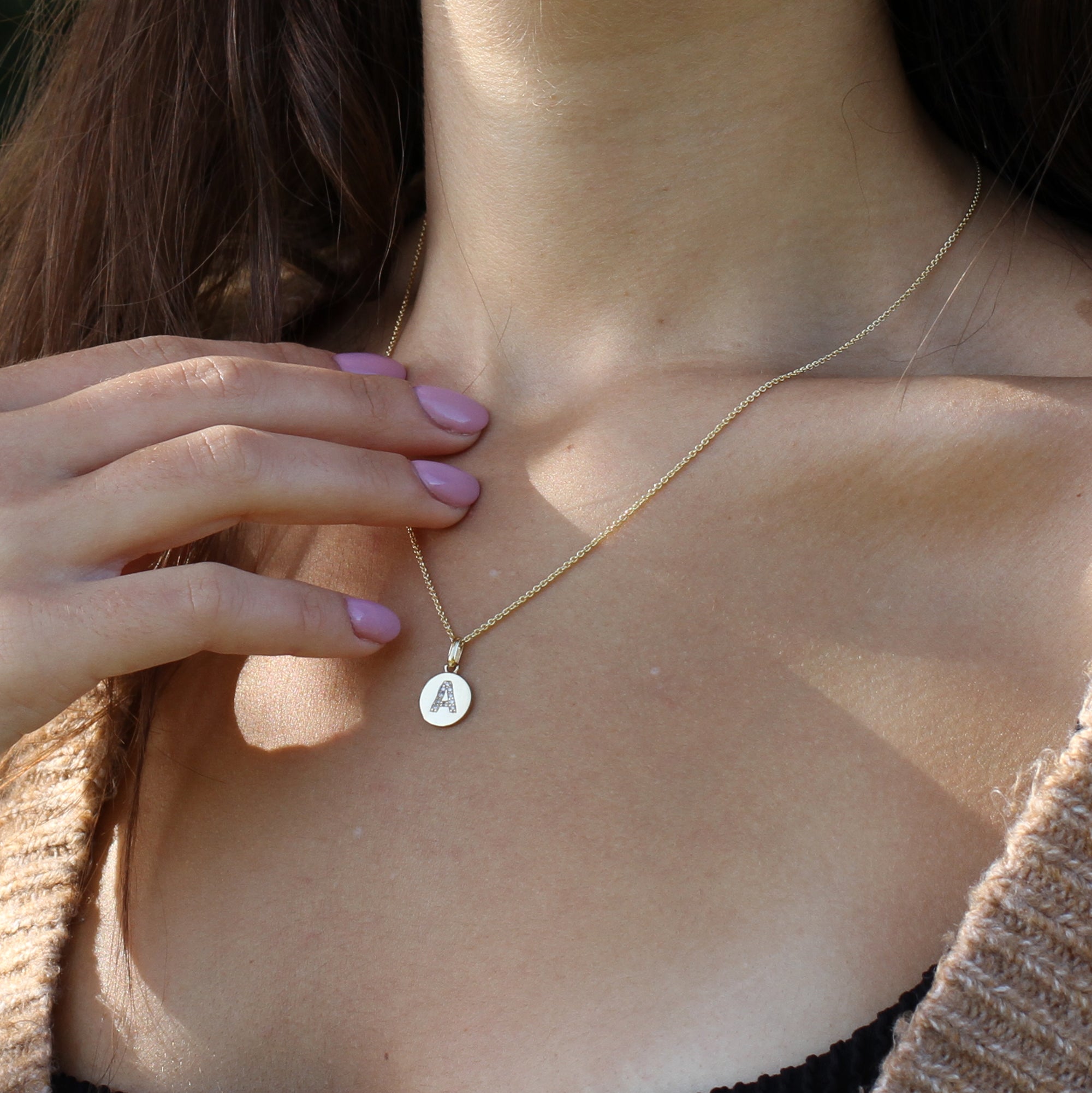 Genuine Diamond Initial And Precious Metal Plated Necklace