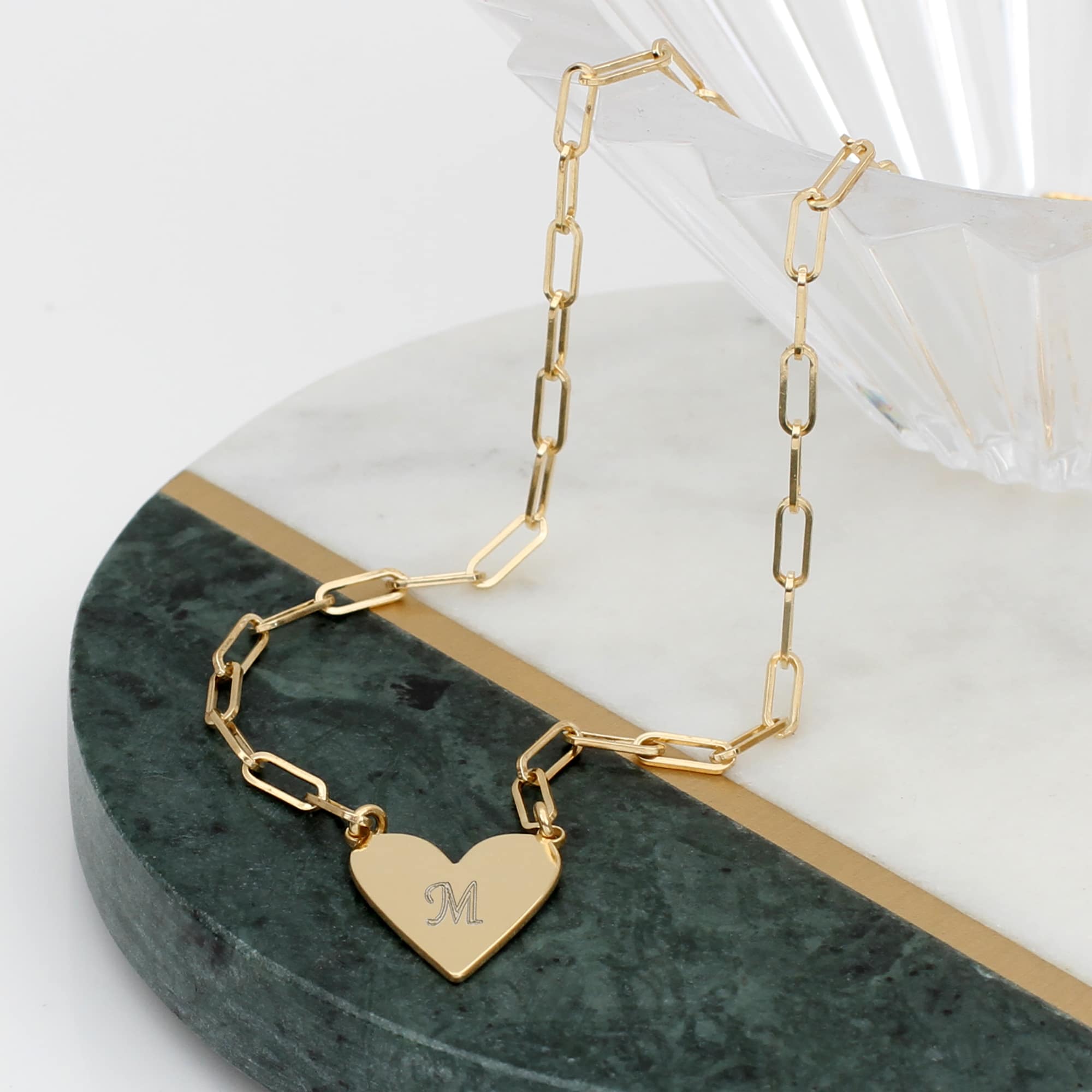 Personalised 18ct Gold Plated Heart Link Necklace