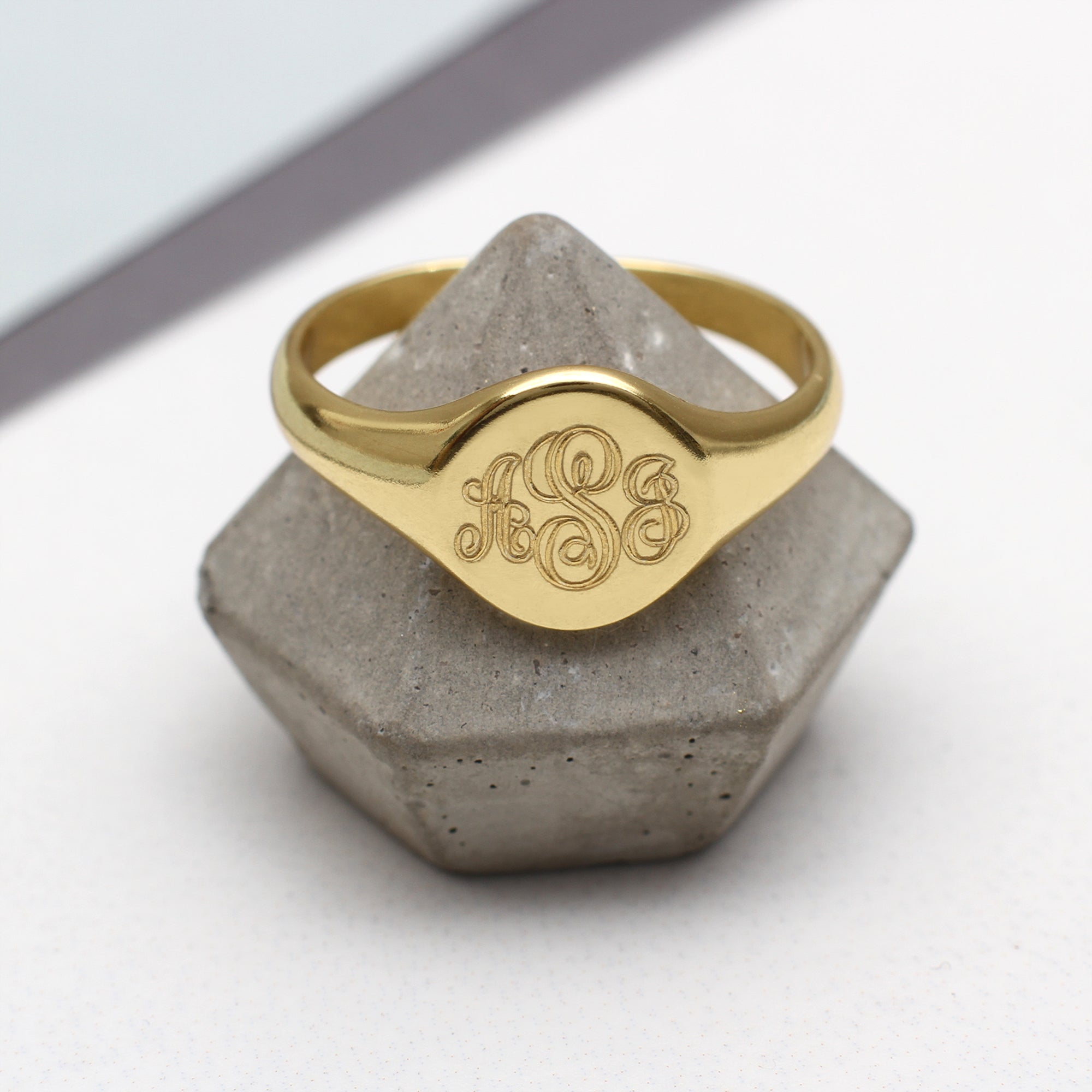 【HURLEY BURLEY】Monogram Signet Ring ローズゴールド リング Personalised 18ct Yellow Gold Plated Oval Signet Ring