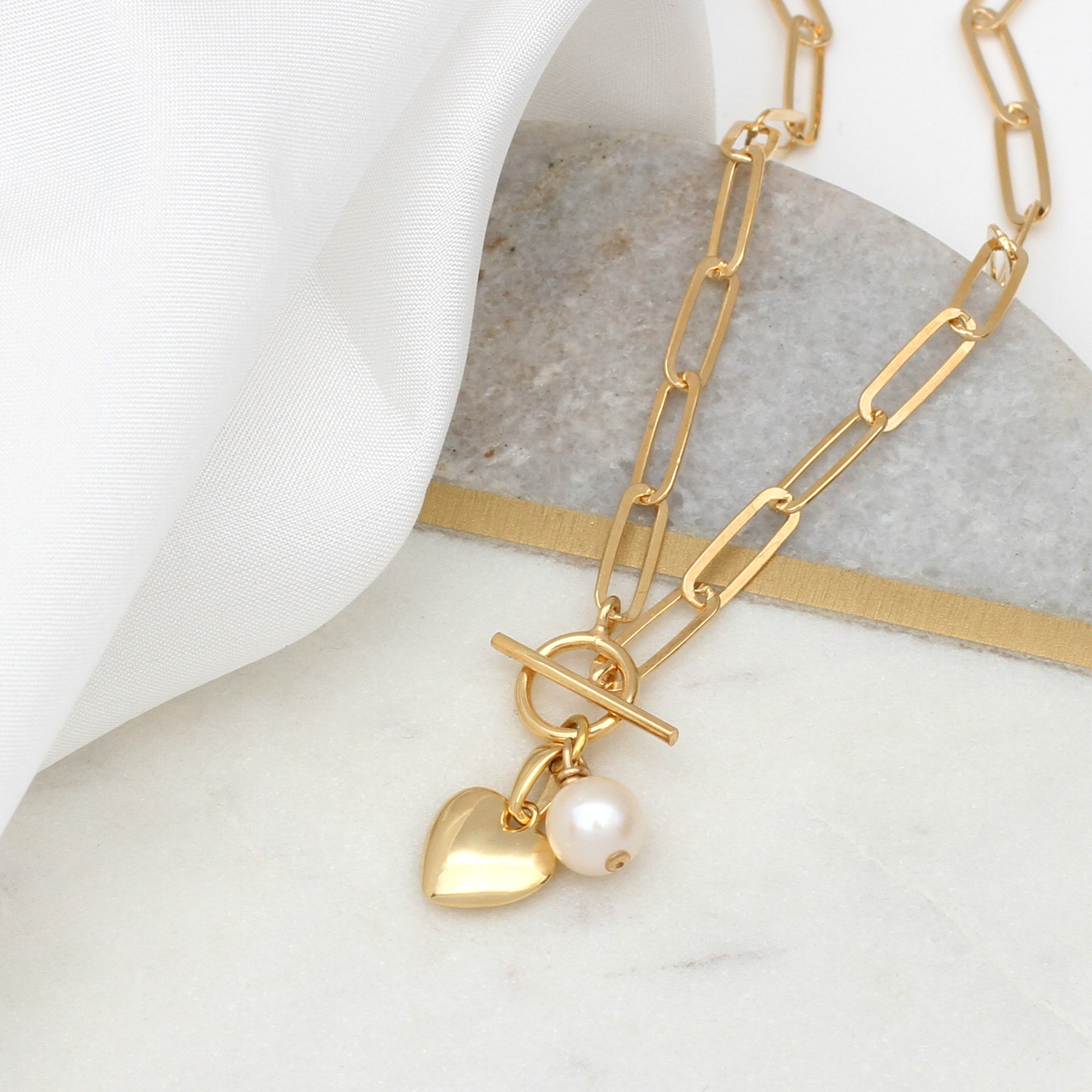 18ct Gold Plated or Sterling Silver T Bar Necklace with