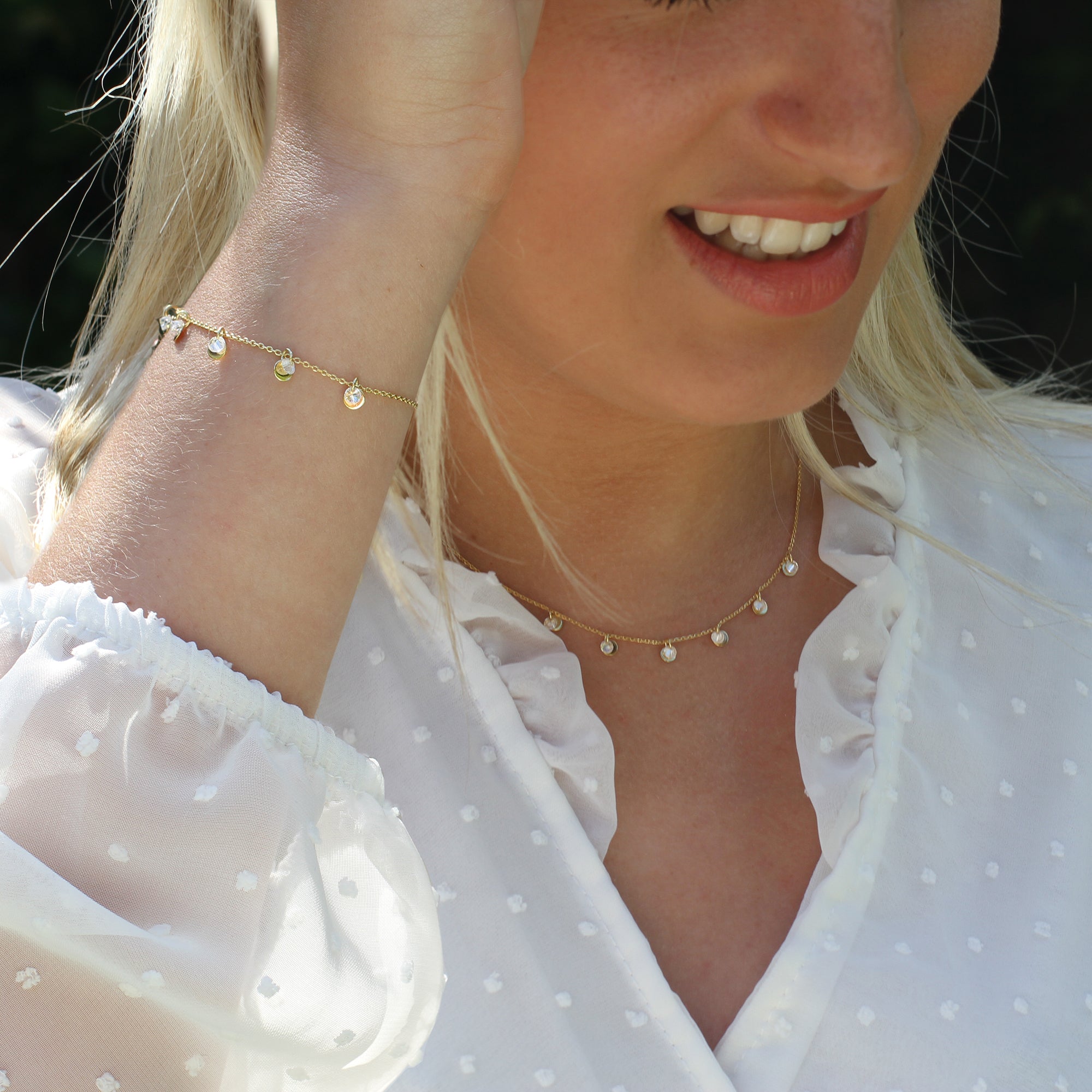 18ct Gold Plated & Crystal Sequin Personalised Necklace