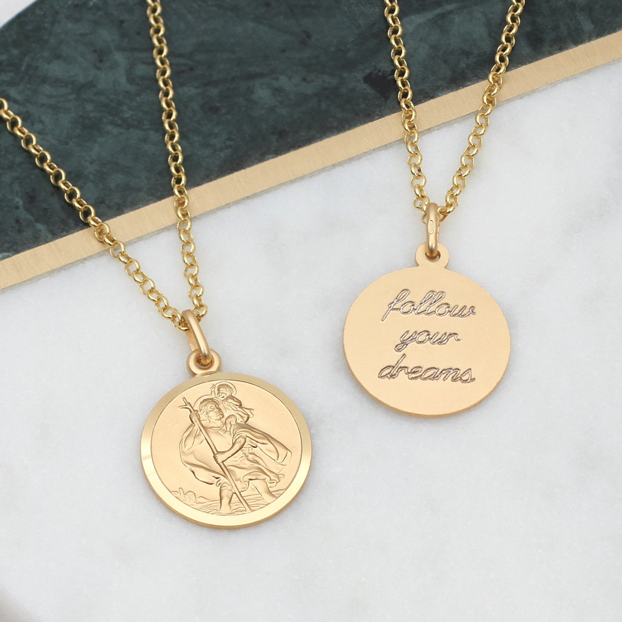 【HURLEY BURLEY】ST CHRISTOPHER DISC NECKLACE☆イニシャル♪ Personalised 18ct Gold St Christopher Necklace | Hurley Burley