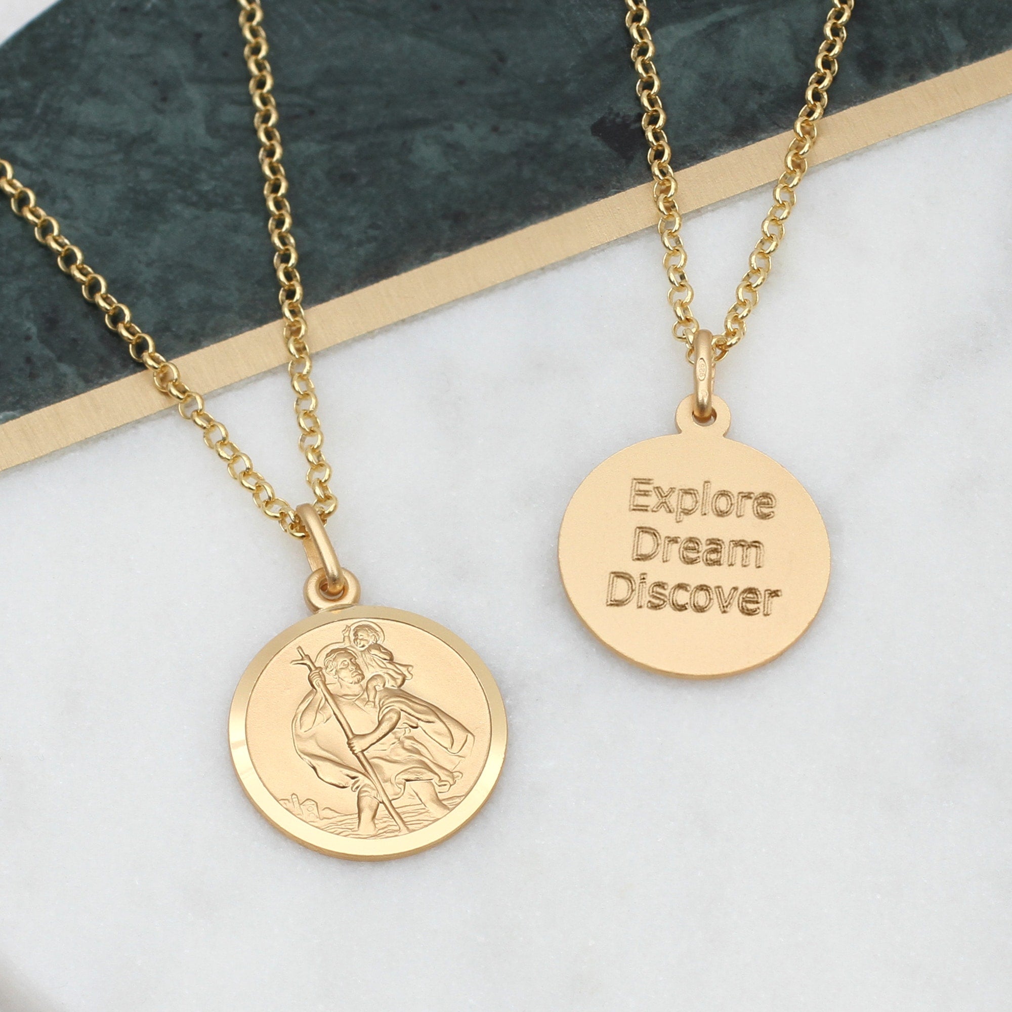 Personalised 18ct Gold Plated St Christopher Necklace