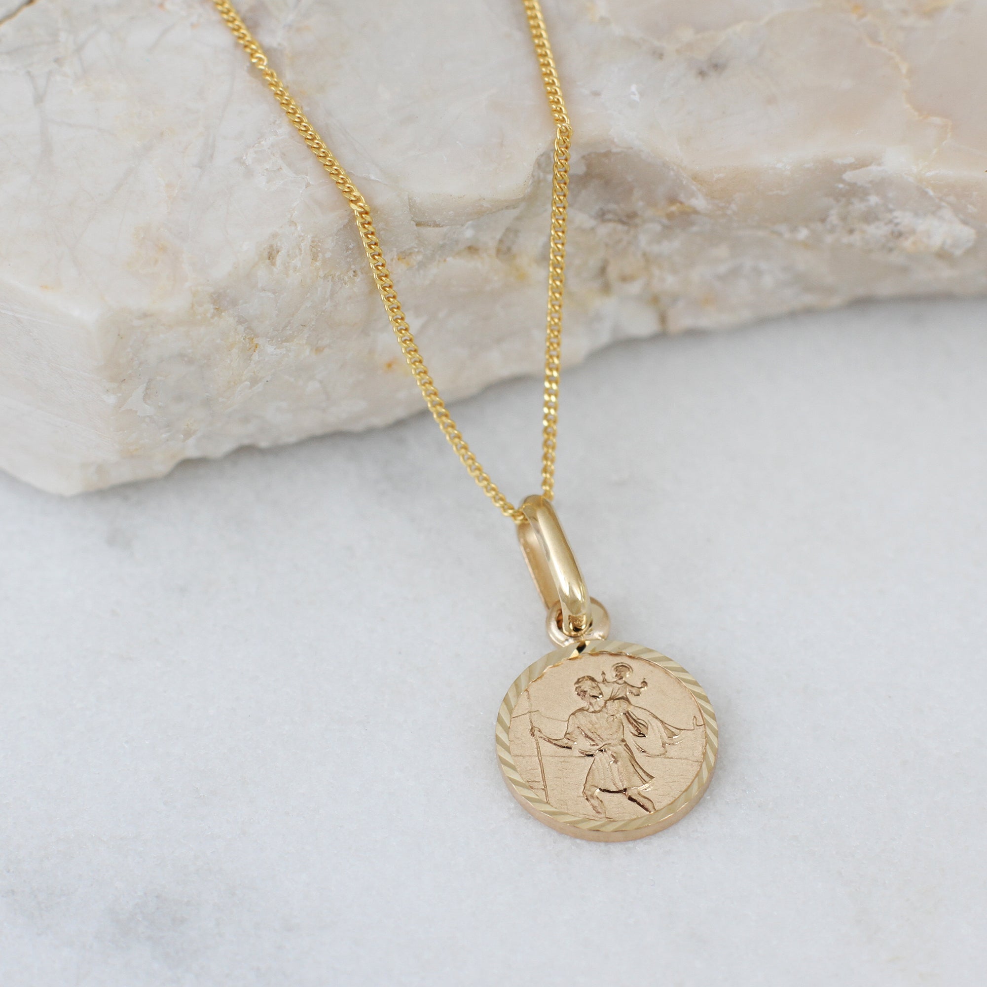 【HURLEY BURLEY】9CT GOLD MINI ST CHRISTOPHER AND CHAIN♪ Small 9ct Gold St Christopher And Chain – Hurley Burley
