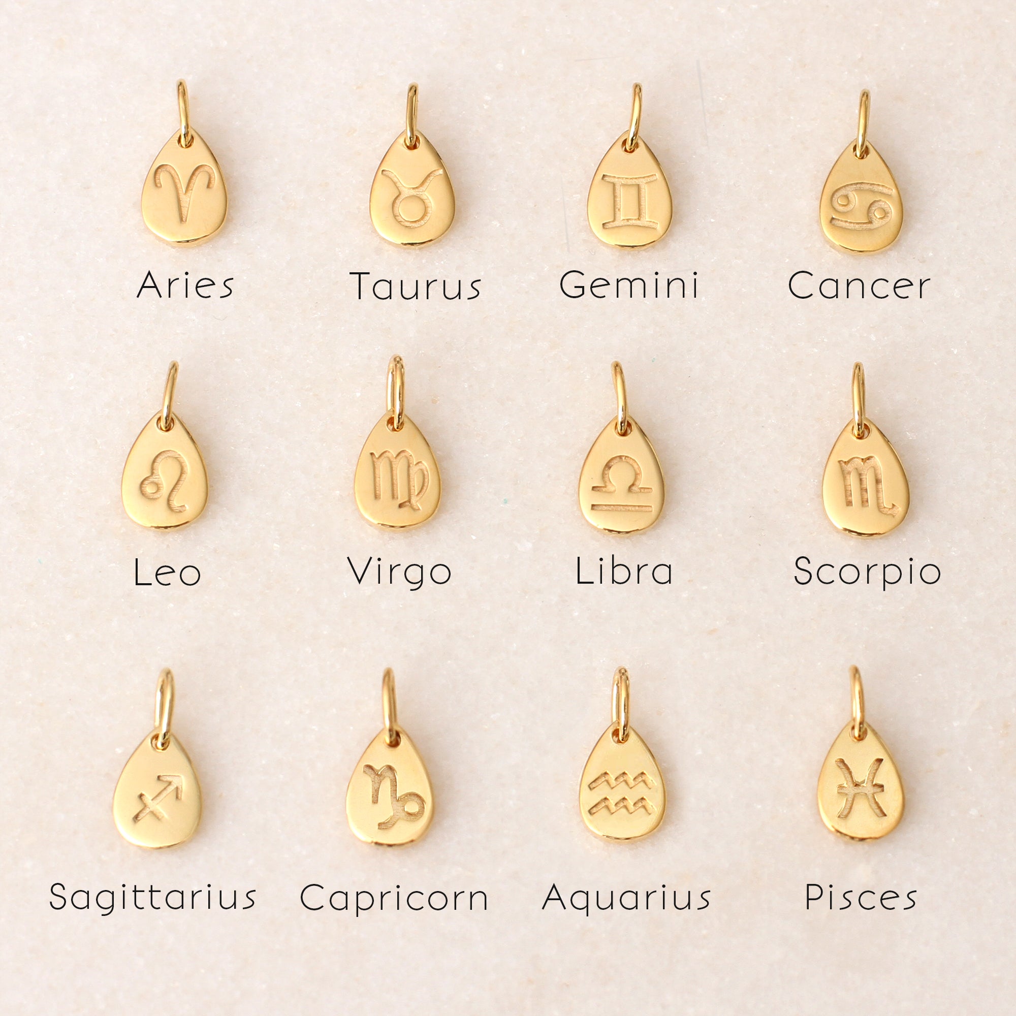 Personalised Mini Zodiac 18ct Gold Plated Charm Necklace