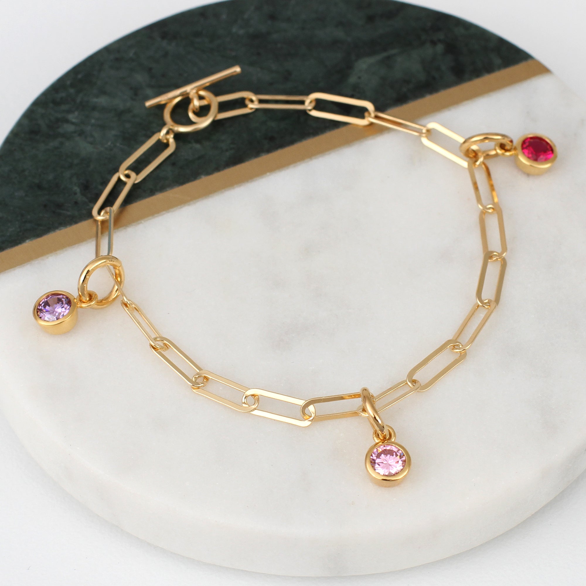 18ct Gold Plated Or Silver Family Birthstone Bracelet