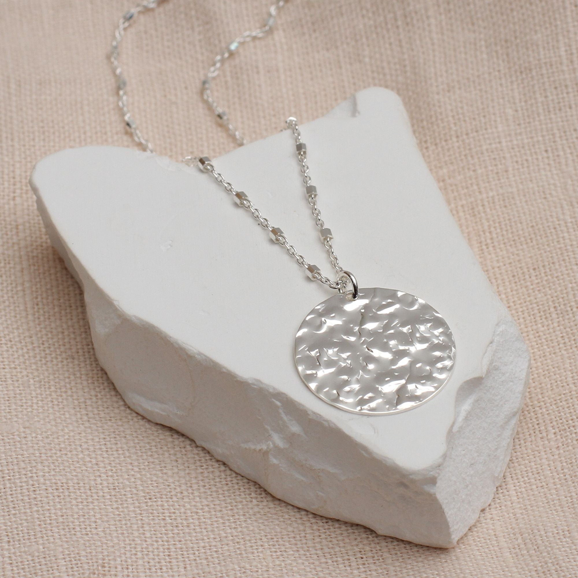 Personalised Gold Plated Or Silver Hammered Disc Necklace