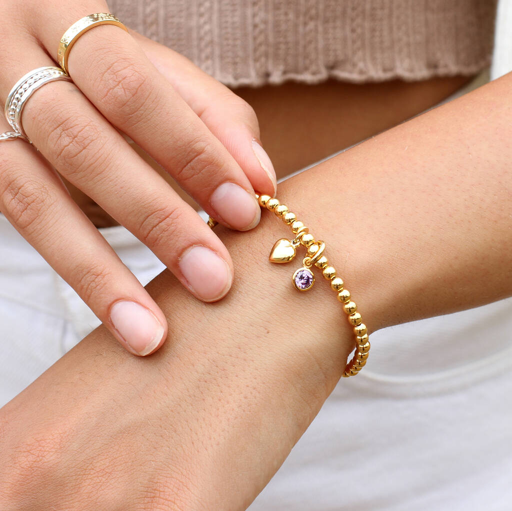 18ct Gold Plated Birthstone Charm Bracelet