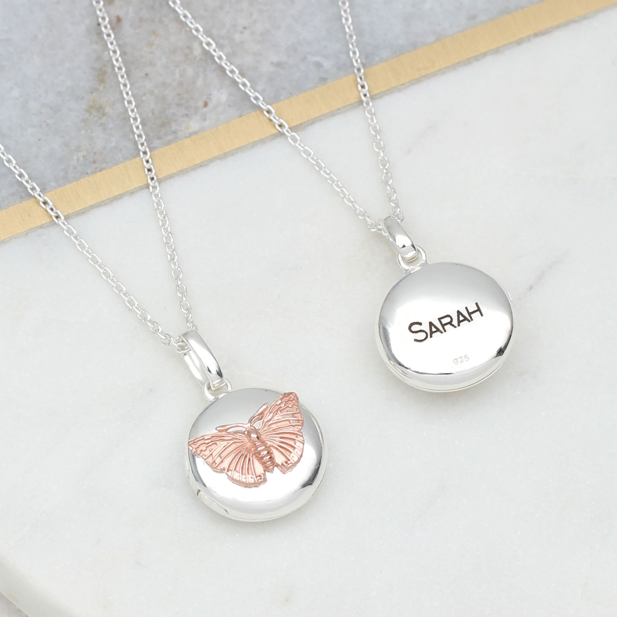 Personalised Silver & 18ct Gold Plated Butterfly Locket