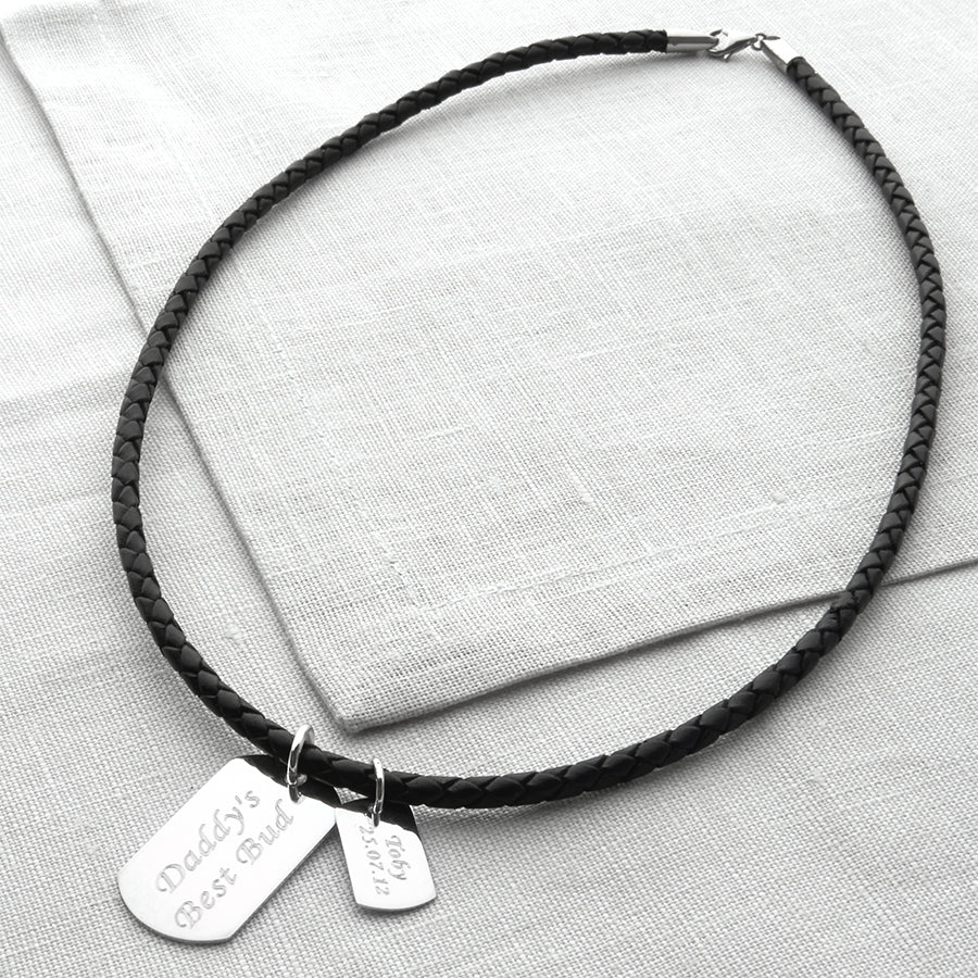【HURLEY BURLEY】Silver And Leather Double Dog Tag Necklet♪ Men's Sterling Silver Double Dog Tag Necklet | Hurleyburley