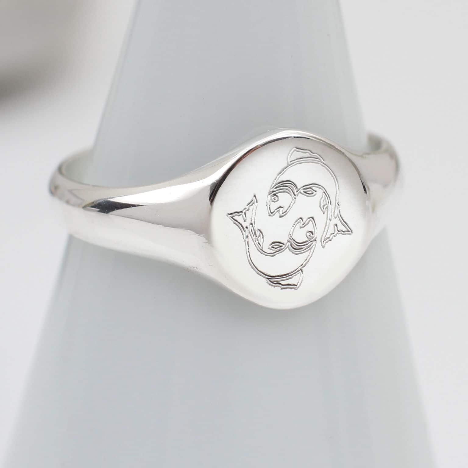 Sterling Silver, Yellow or Rose Gold Plated Zodiac Signet Ring