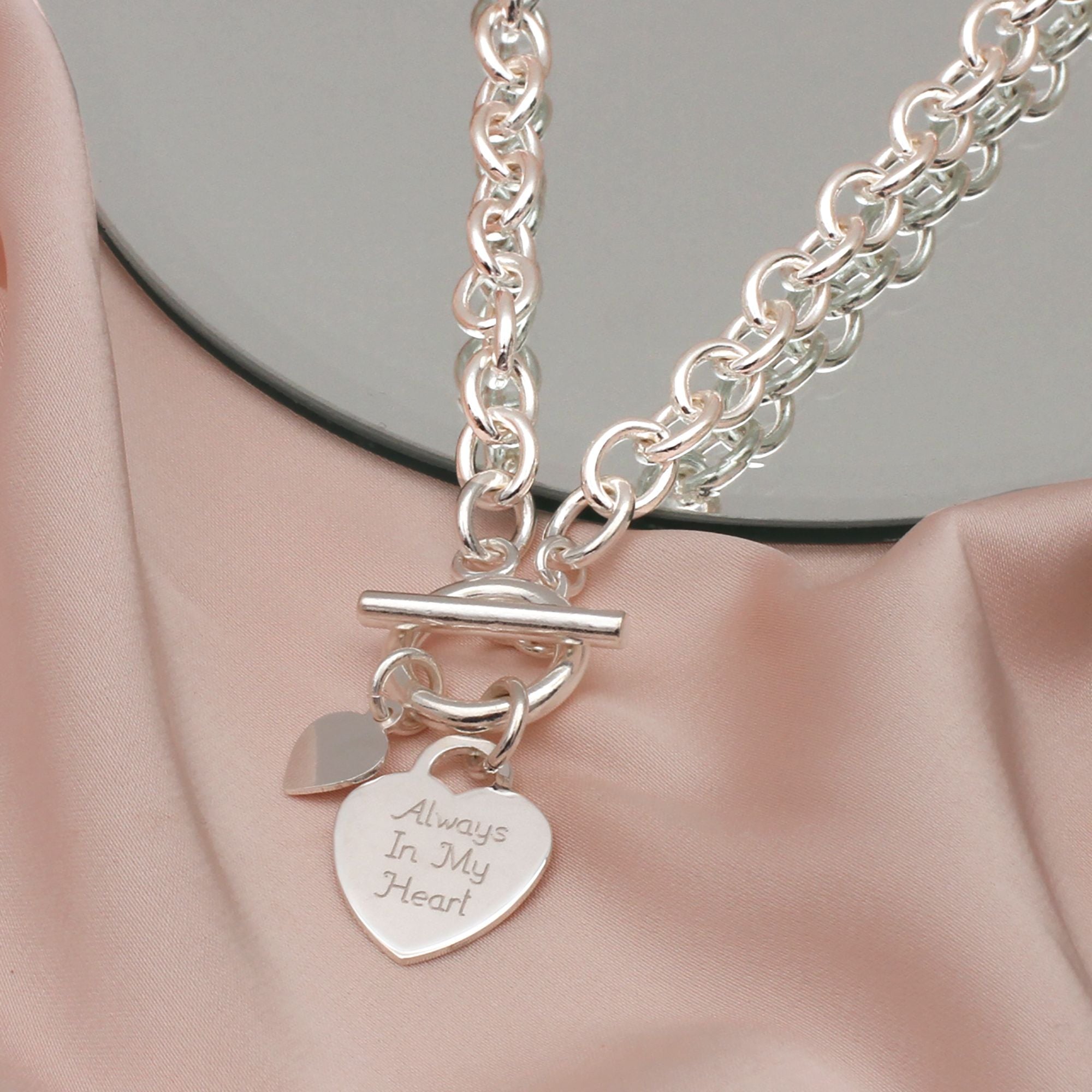 Personalised Sterling Silver Heart Necklace & Bracelet Set