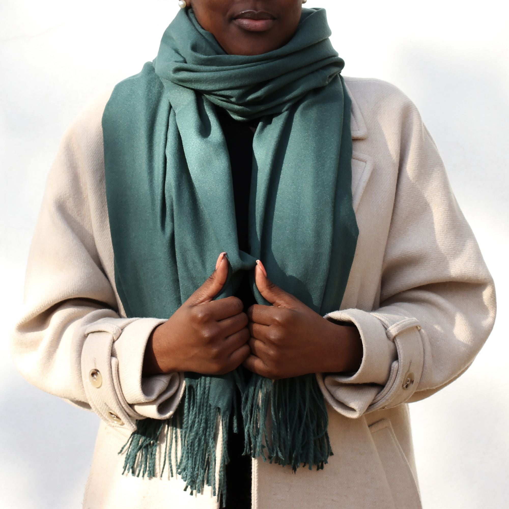 Forest Green Tassel Scarf