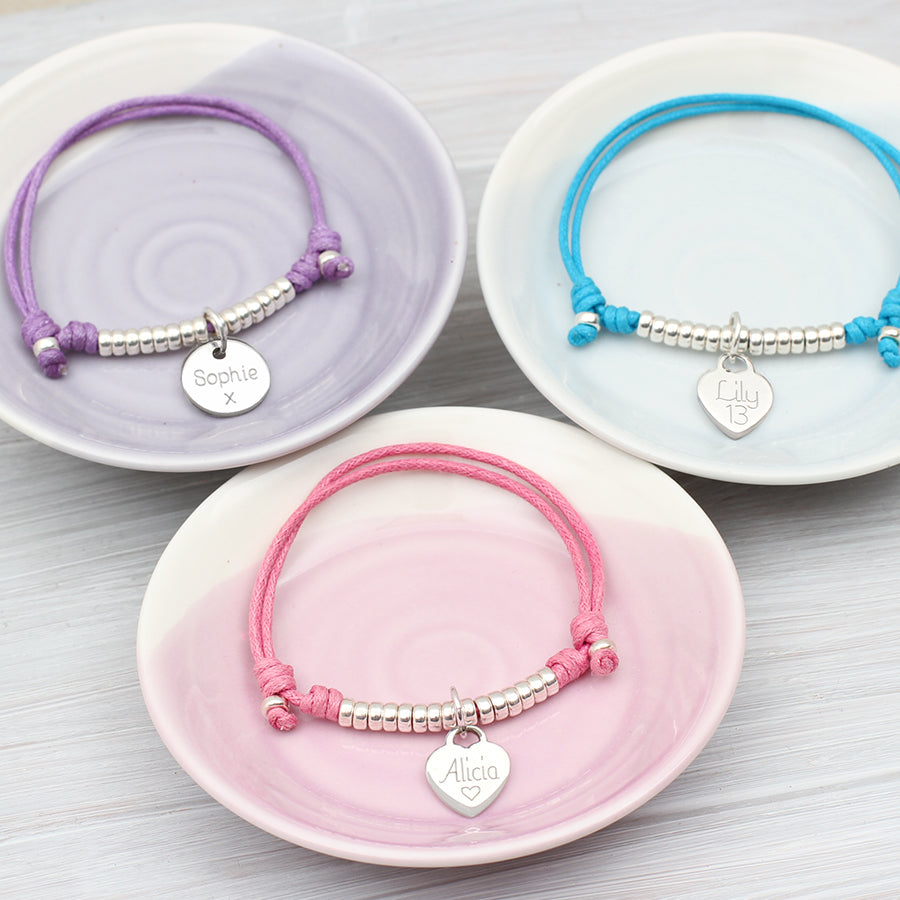 Girl's Personalised Silver Friendship Bracelet