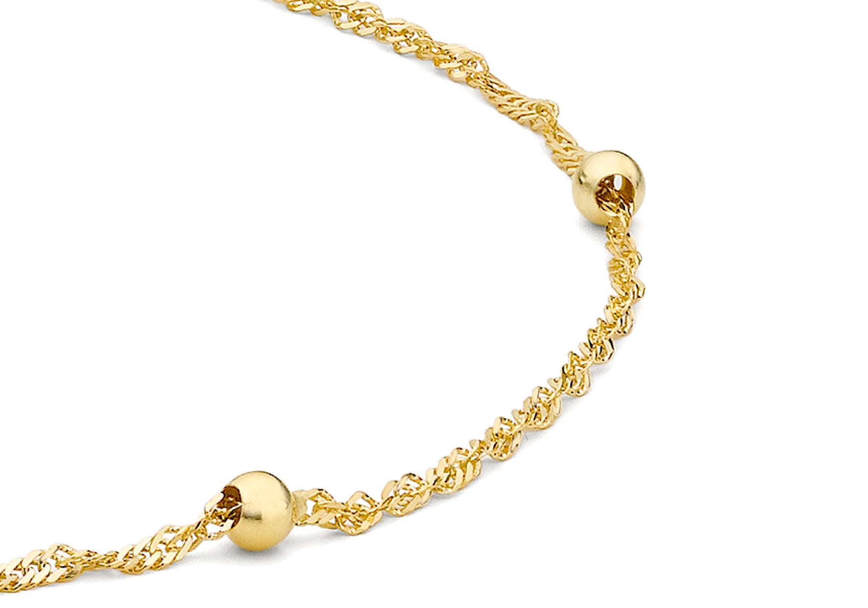 9ct Yellow Gold Twisted Curb And Ball Chain Bracelet