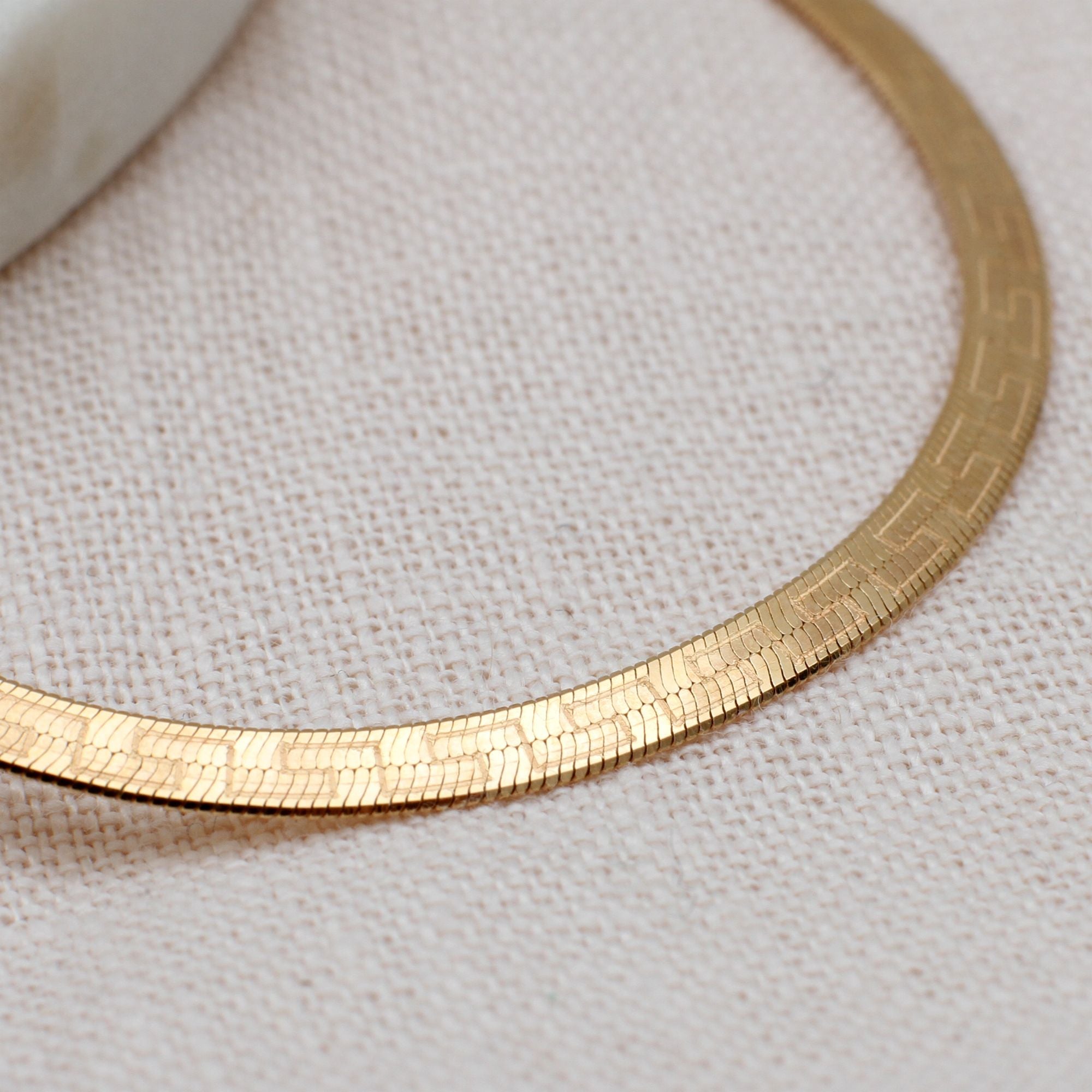 24ct Gold Plated Greek Herringbone Snake Chain Bracelet