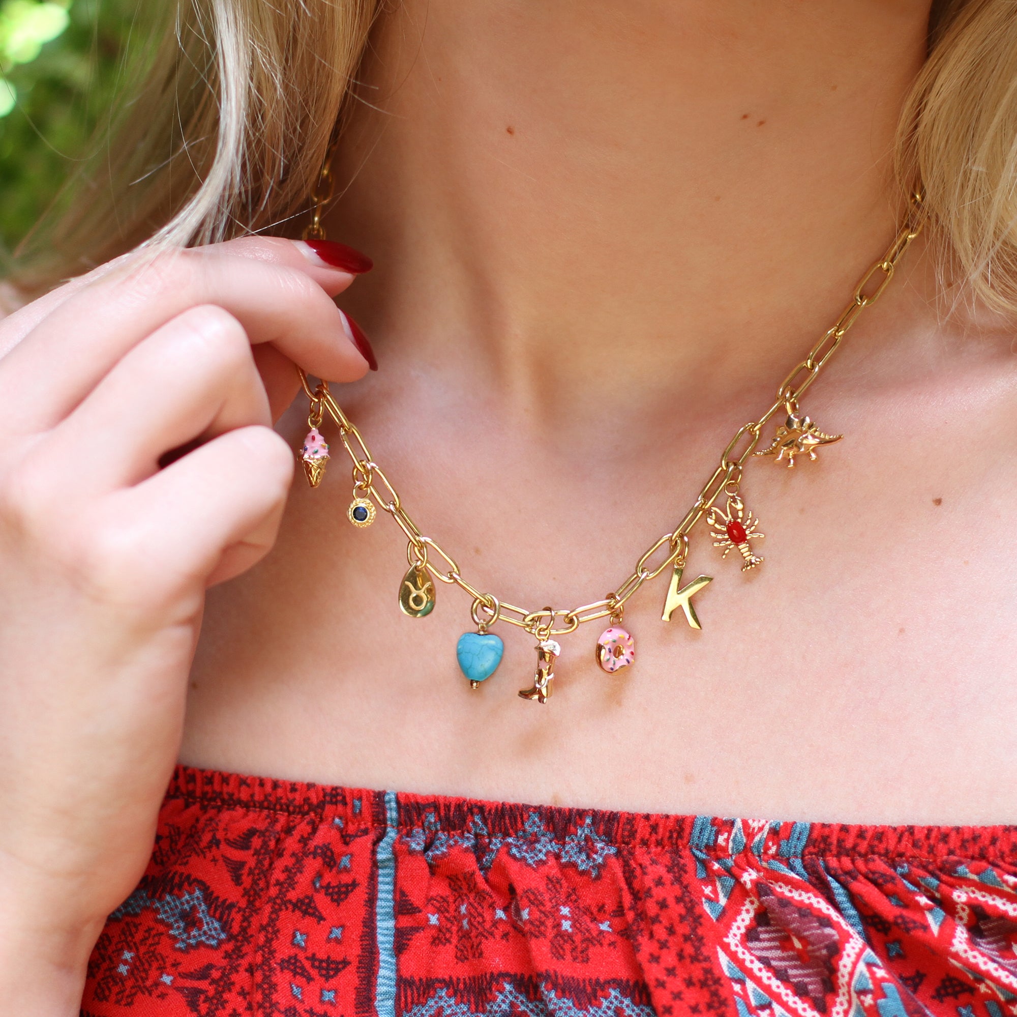 18ct Gold Plated Custom Charm Necklace