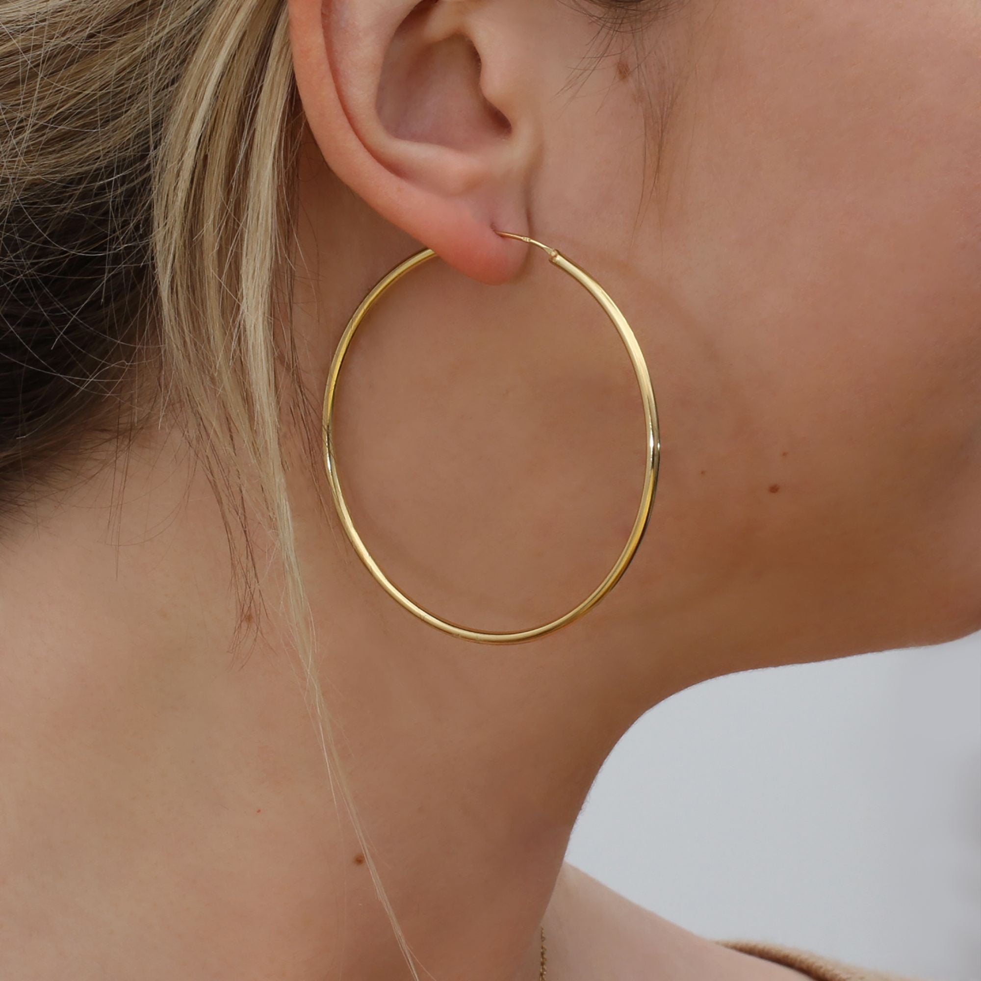 Gold Sleeper Style Hoop Earrings
