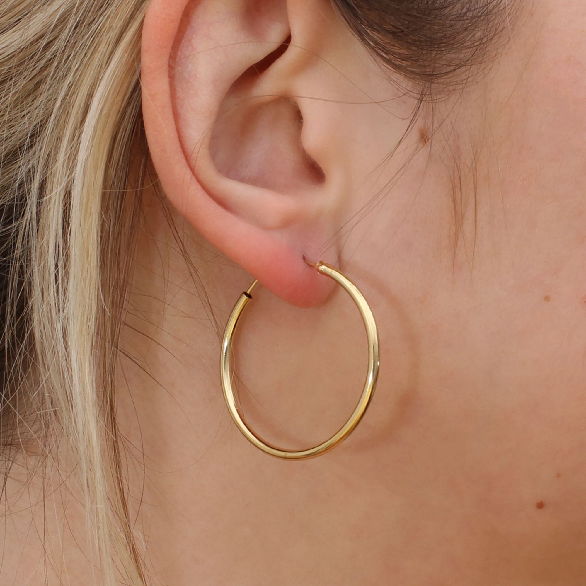 Gold Sleeper Style Hoop Earrings