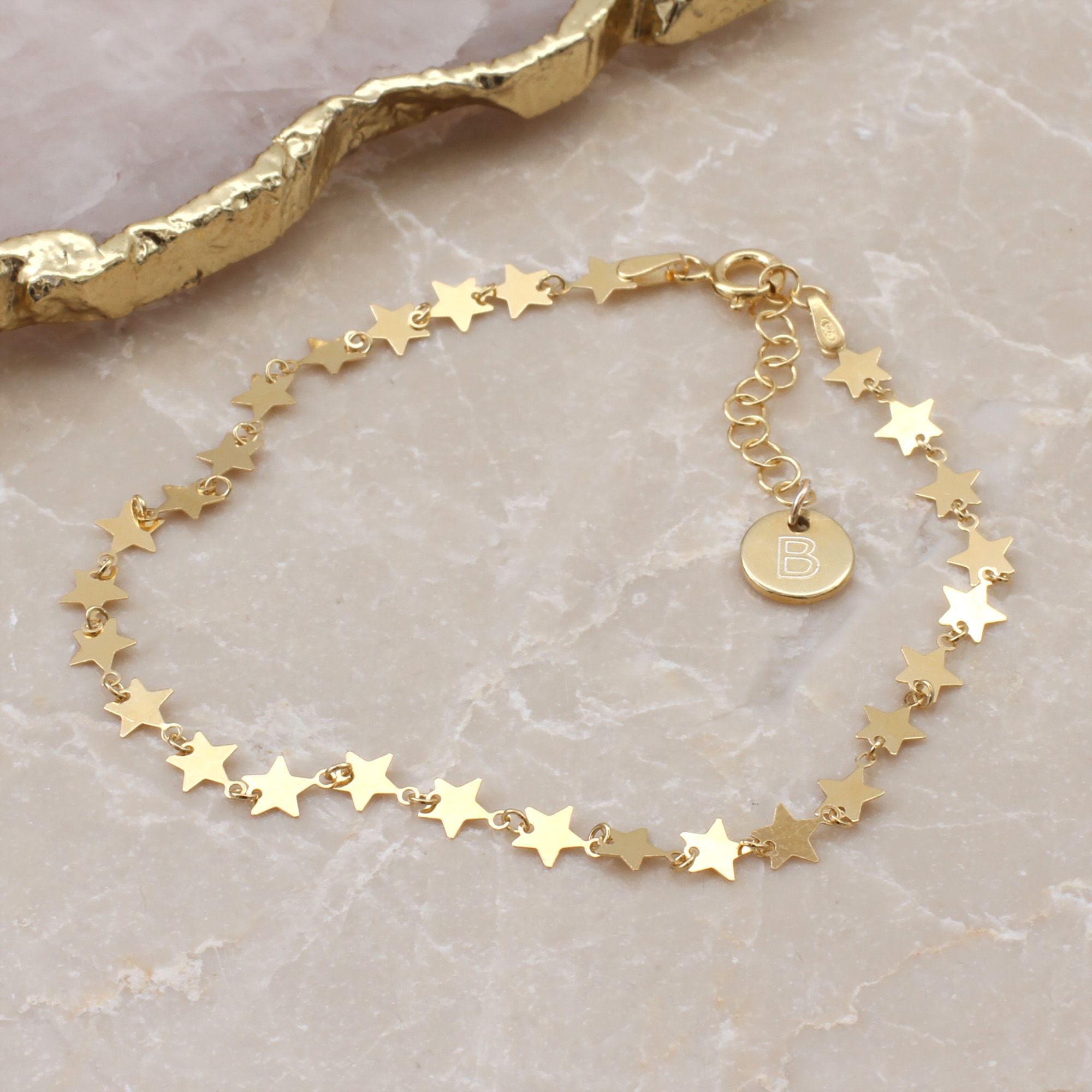 Personalised Sterling Silver Or 18ct Gold Plated Star Chain Anklet