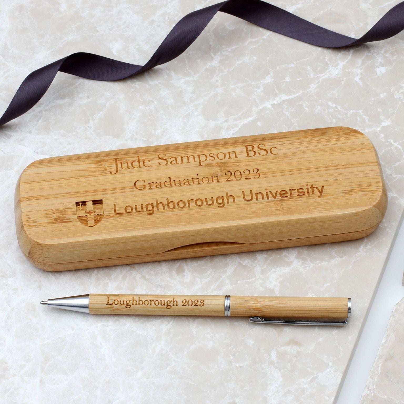Personalised Graduation Bamboo Pen And GiftBox