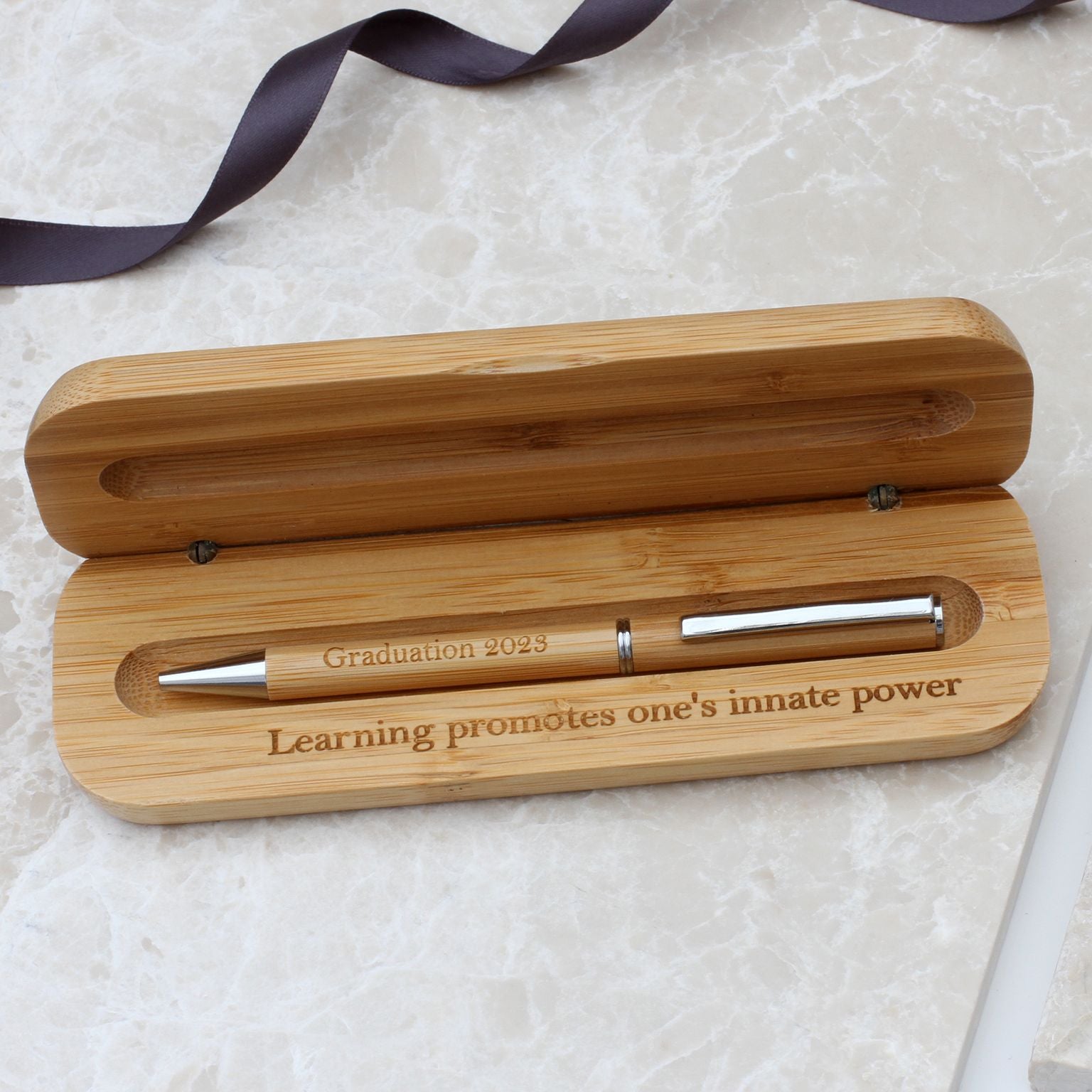 Personalised Graduation Bamboo Pen And GiftBox