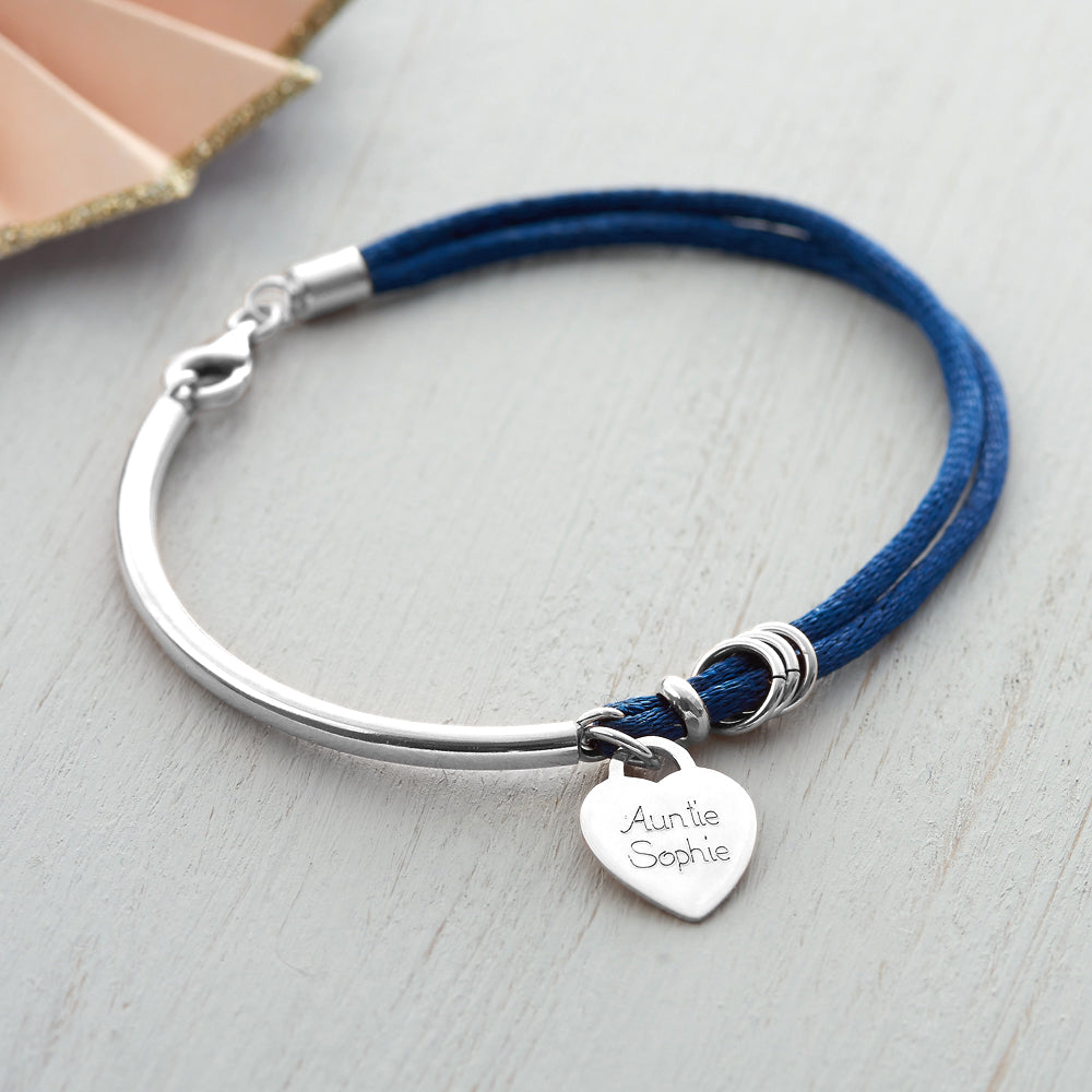 Personalised Silk And Sterling Silver Bangle