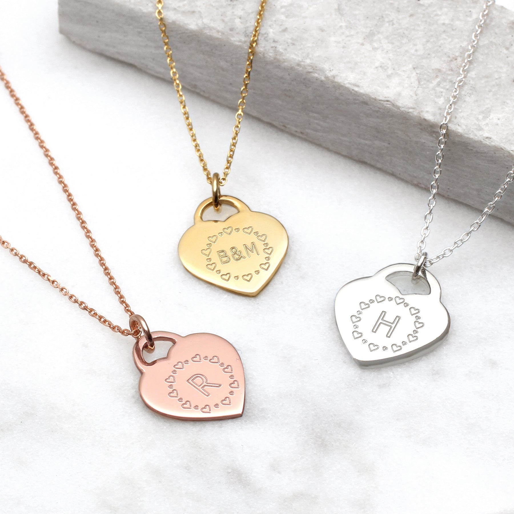 Personalised Precious Metal Heart Circle Necklace