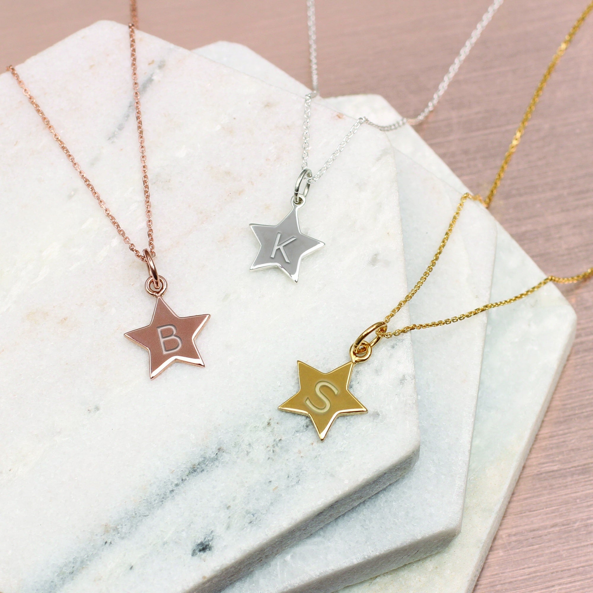 Personalised Precious Metal Initial Star Necklace