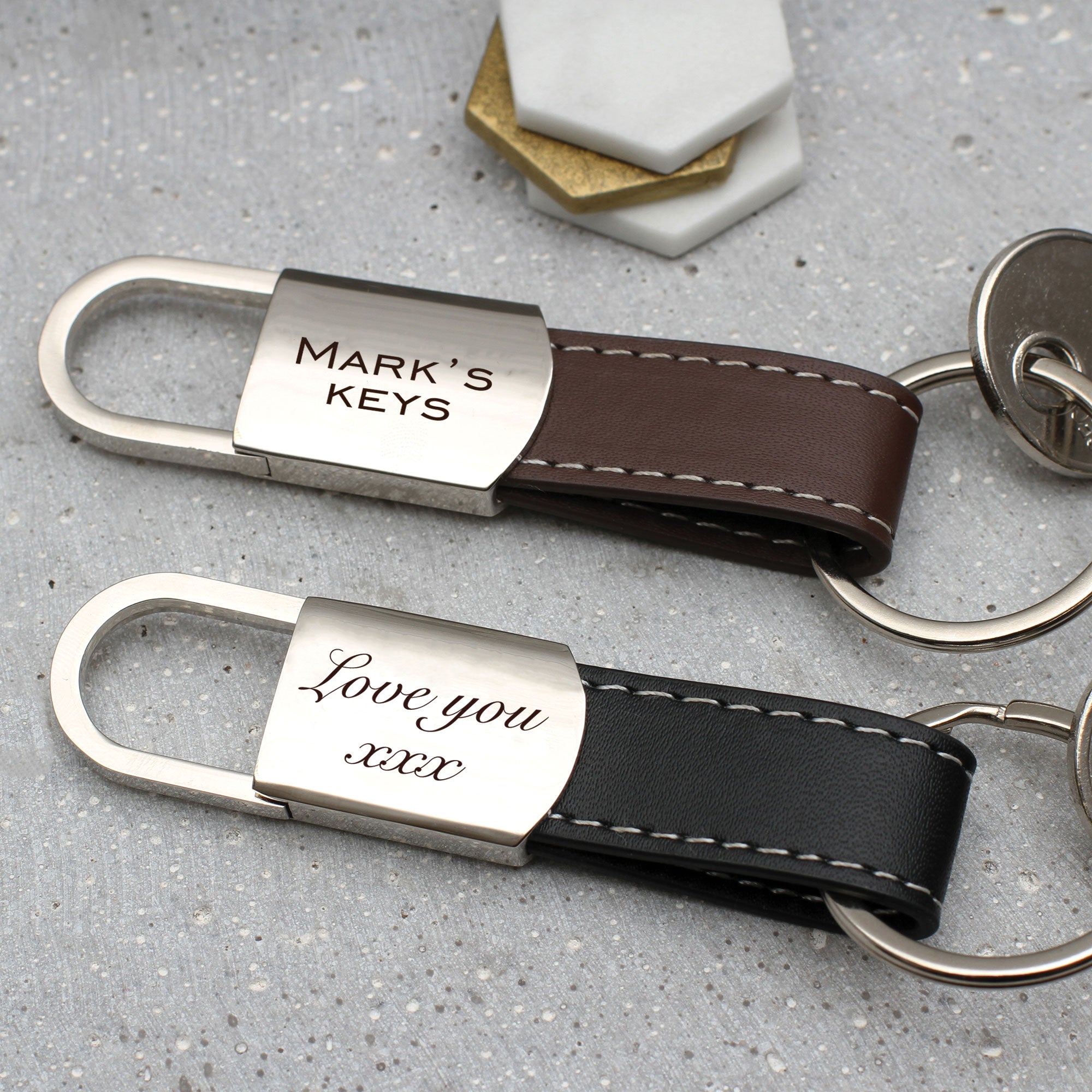 Personalised Leather Message Keyring