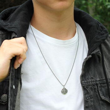 Personalised Silver St Christopher Medal Necklace