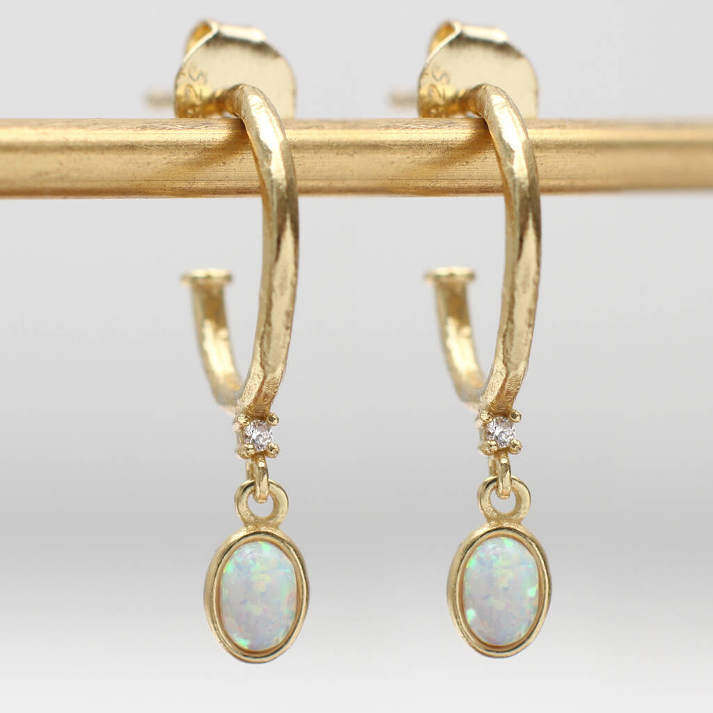 18ct Gold & Opal Hoop Earrings