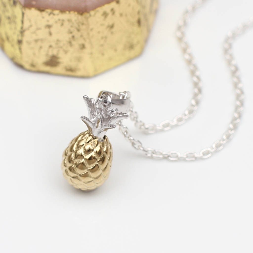 18ct Gold Plated & Sterling Silver Pineapple Necklace
