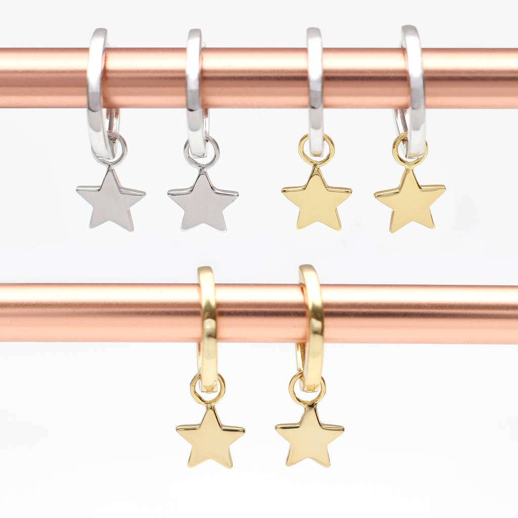18ct Gold Plated And Sterling Silver Star Charm Earrings