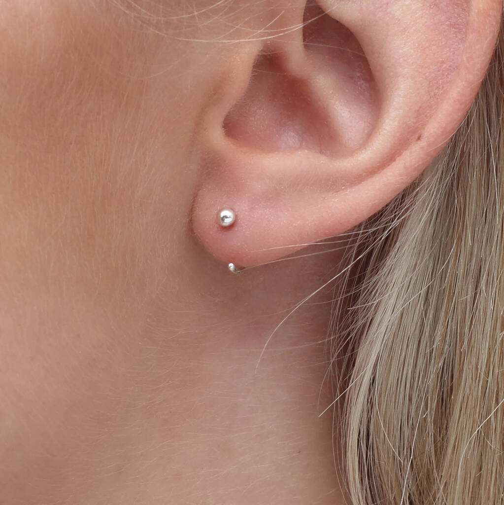 18ct Gold Plated or Silver Bobble Pull Through Earrings