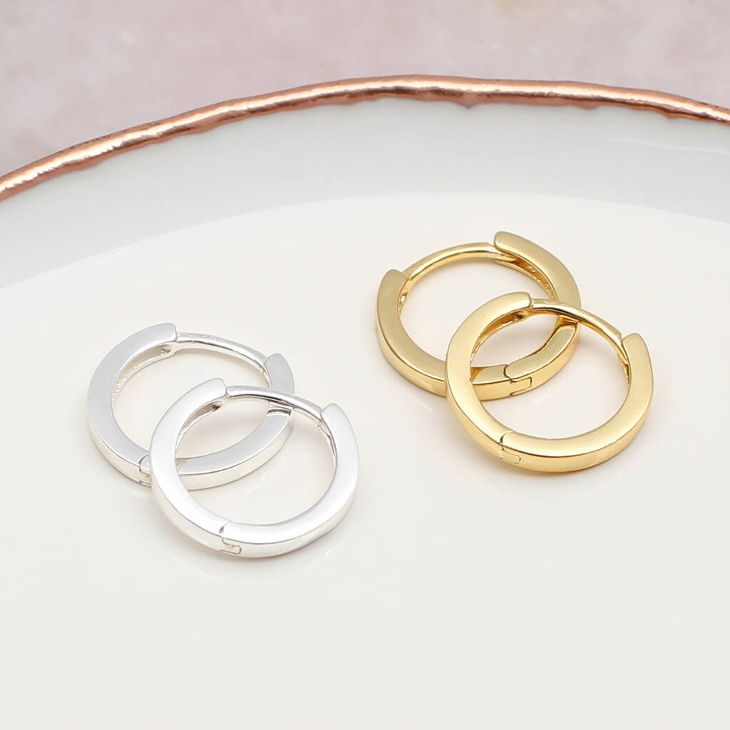 18ct Gold Plated Or Silver Mini Square Hoop Earrings